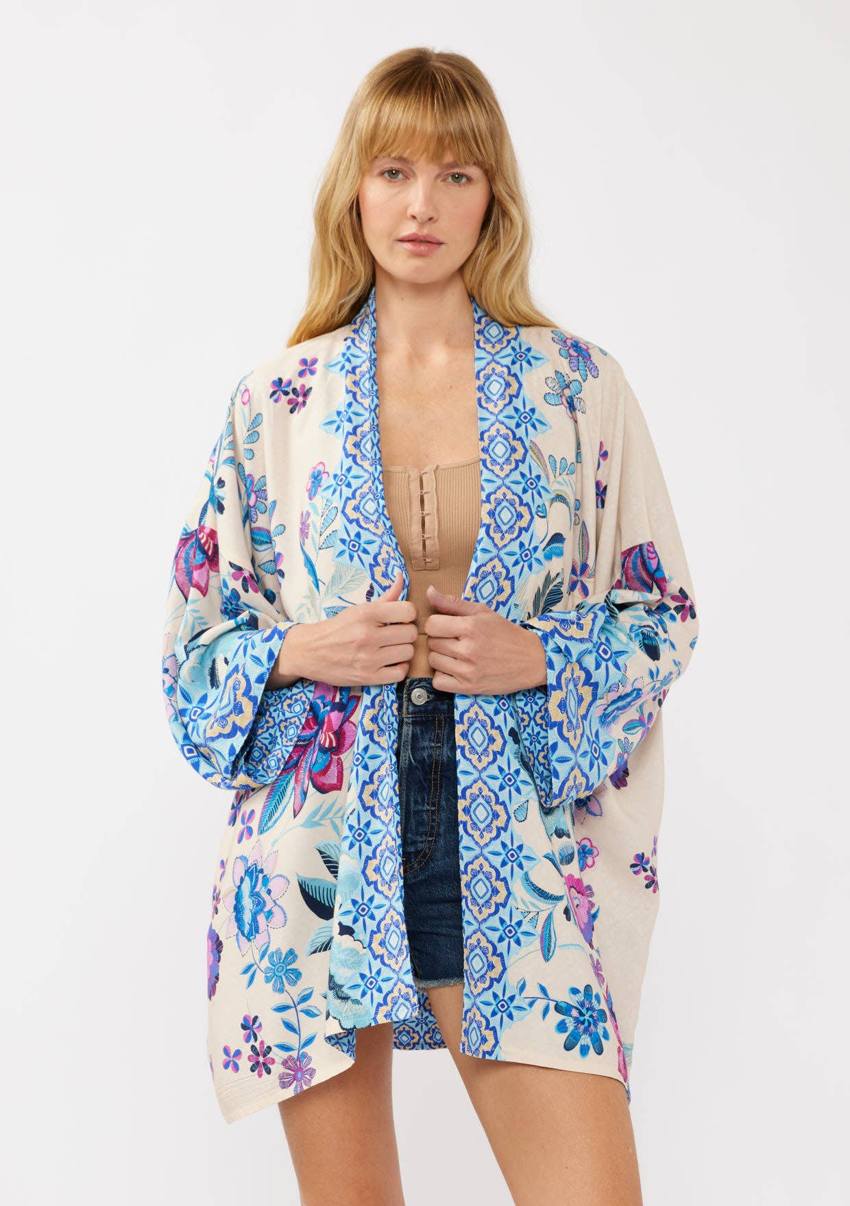 Floral Print Reversible Kimono