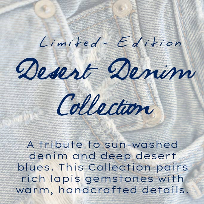 Denim Heart Beaded Necklace - Handmade Jewelry