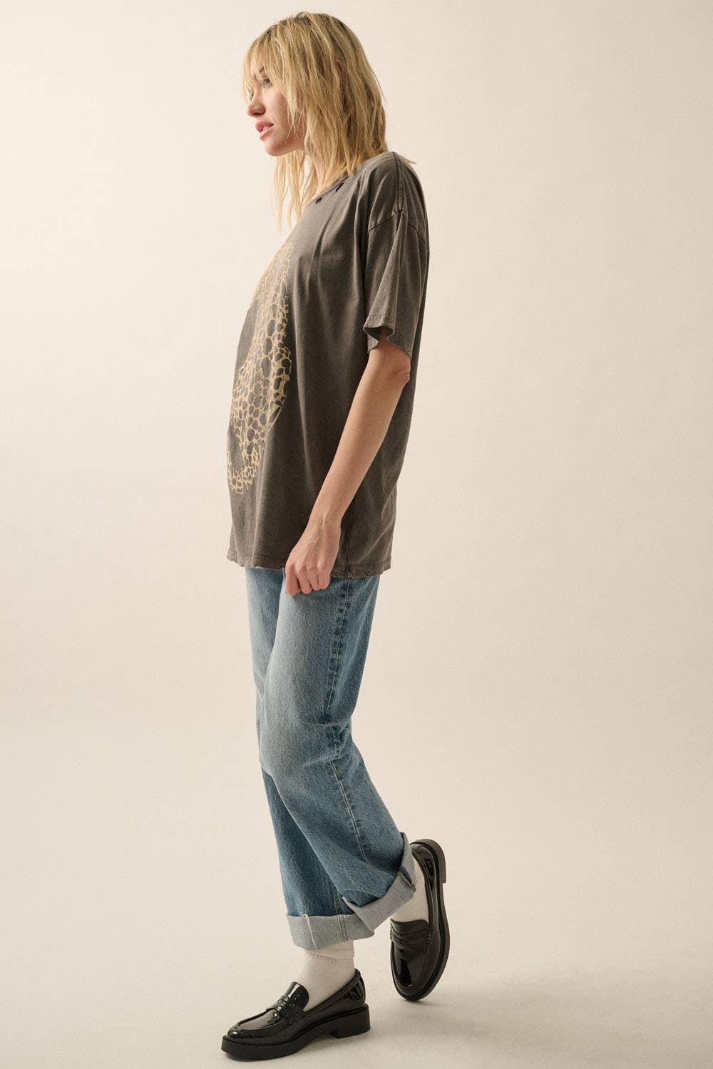 Cheetah Mineral-Washed Oversized Graphic Tee
