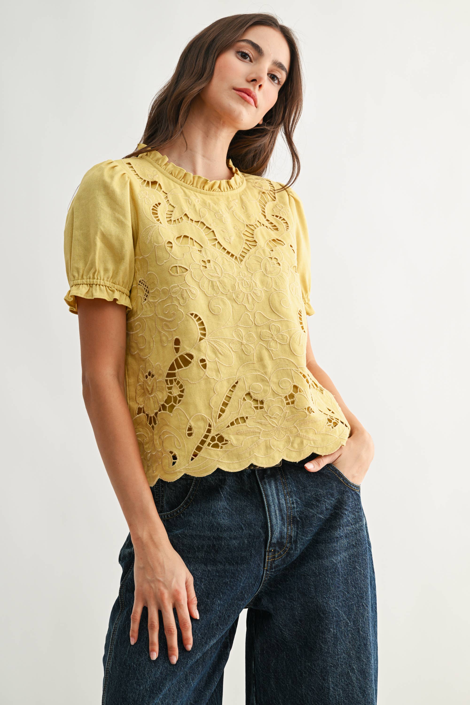 Embroidered Short Sleeve Blouse