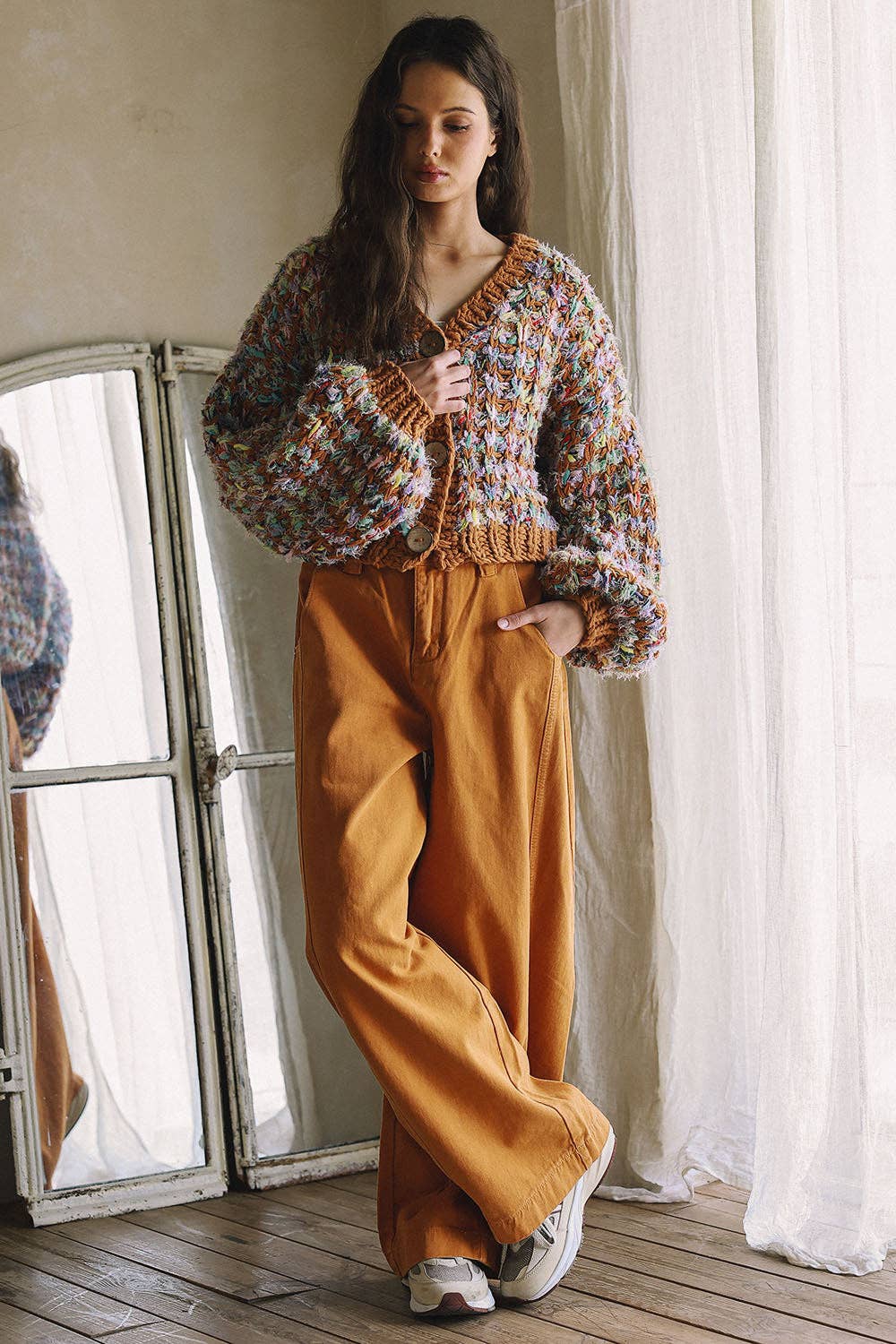 HAND KNIT MULTICOLOR SWEATER CARDIGAN
