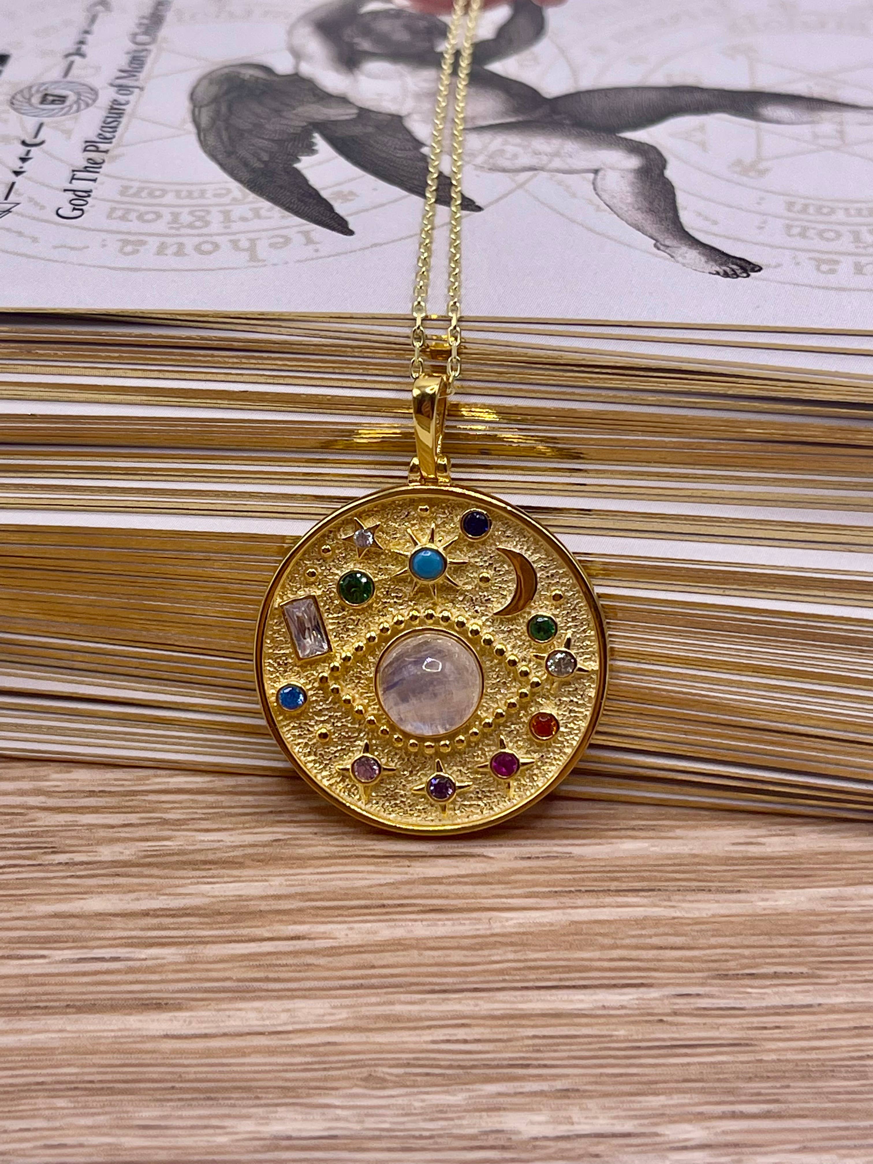 EVIL EYE MOONSTONE Celestial Sterling Silver Necklace