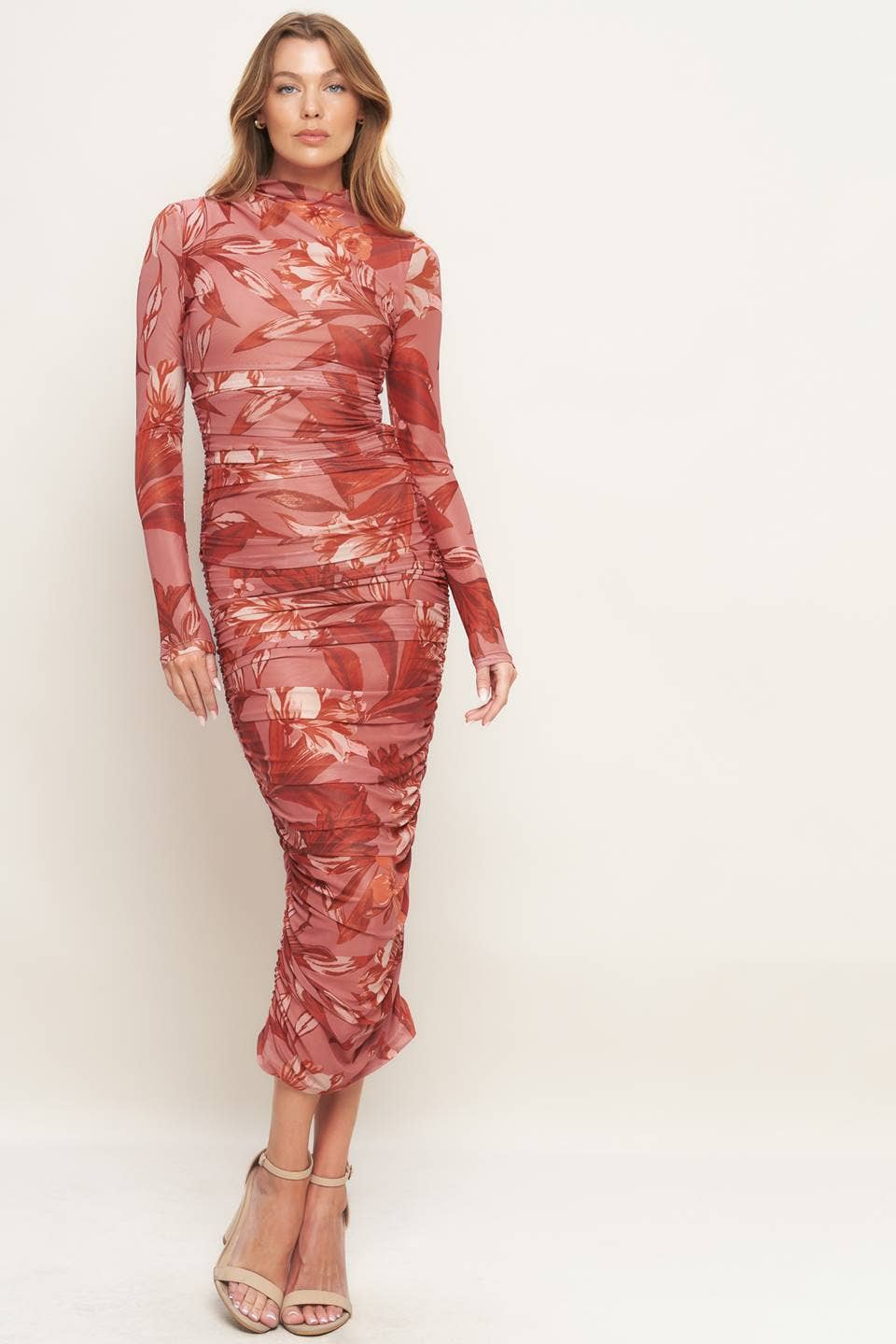 Printed Power Mesh Dress