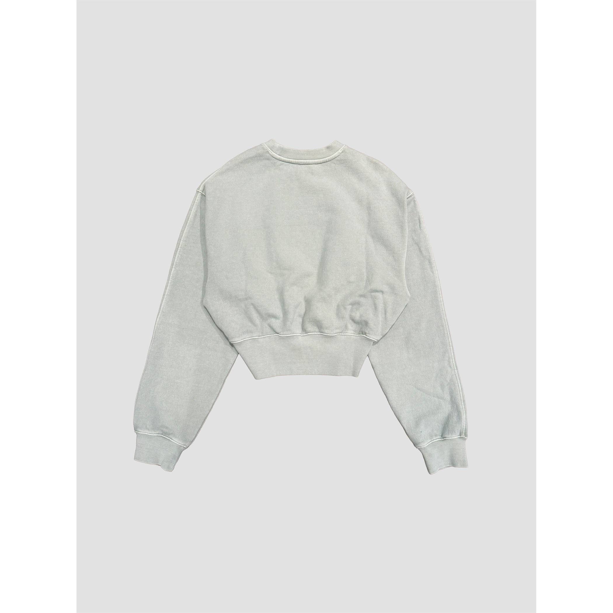 Acid Wash Cropped Balloon Sweatshirt
