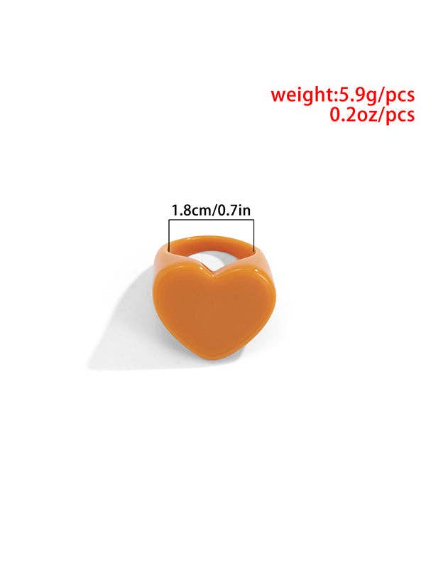 Geometric Heart Shape Solid Color Rings Accessories