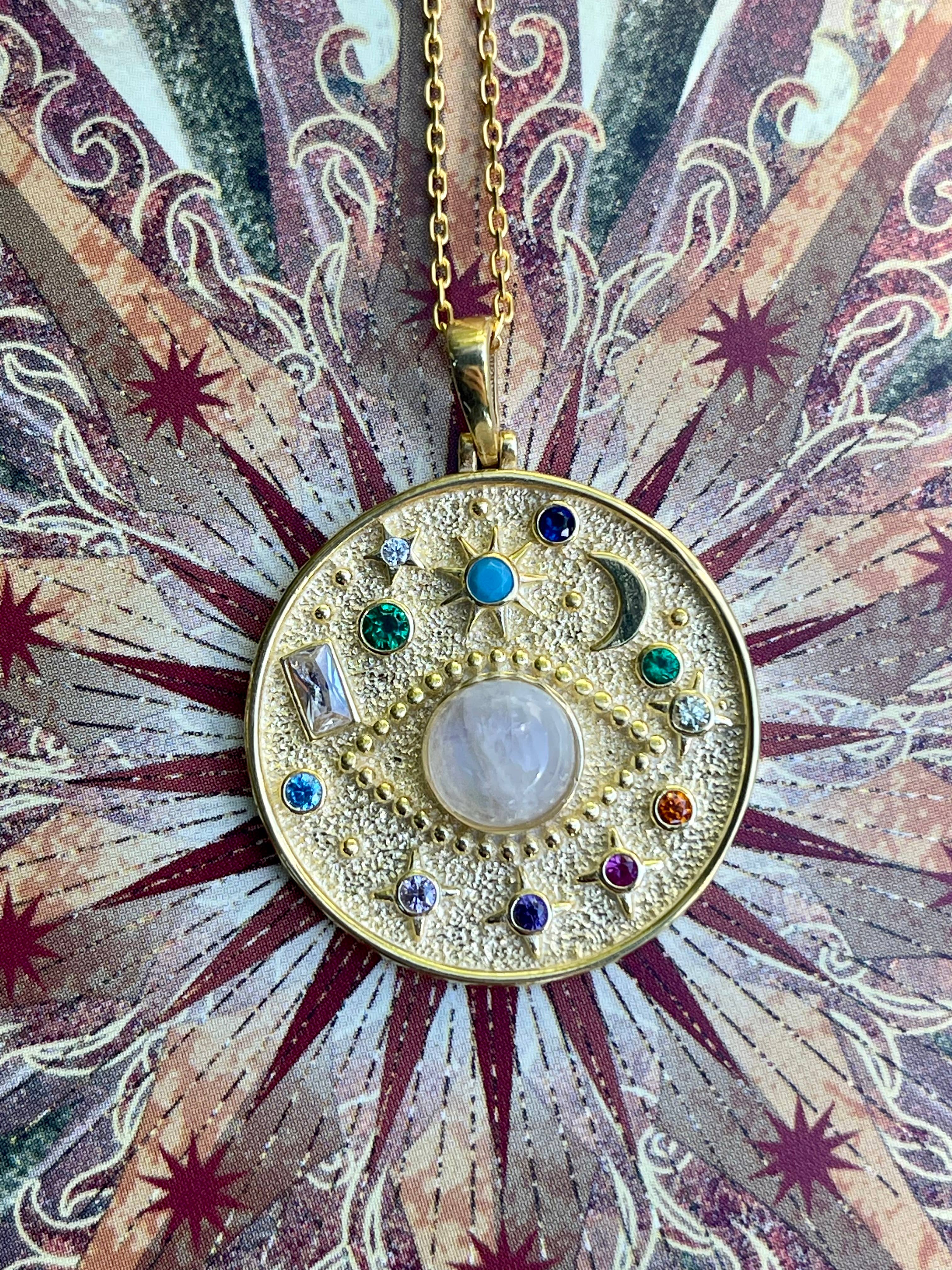 EVIL EYE MOONSTONE Celestial Sterling Silver Necklace