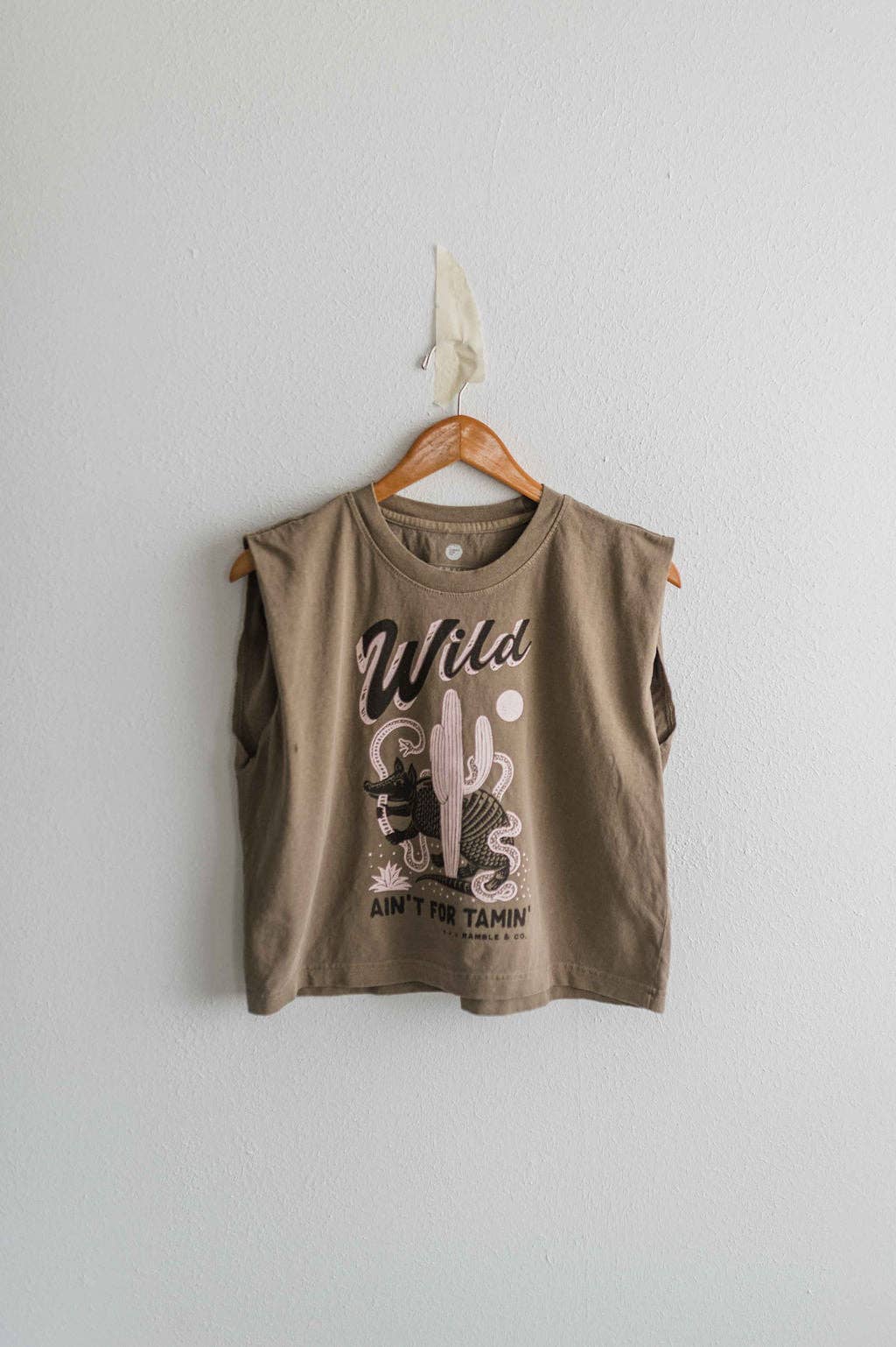 Wild ain't for tamin' desert | faded brown boxy muscle tee
