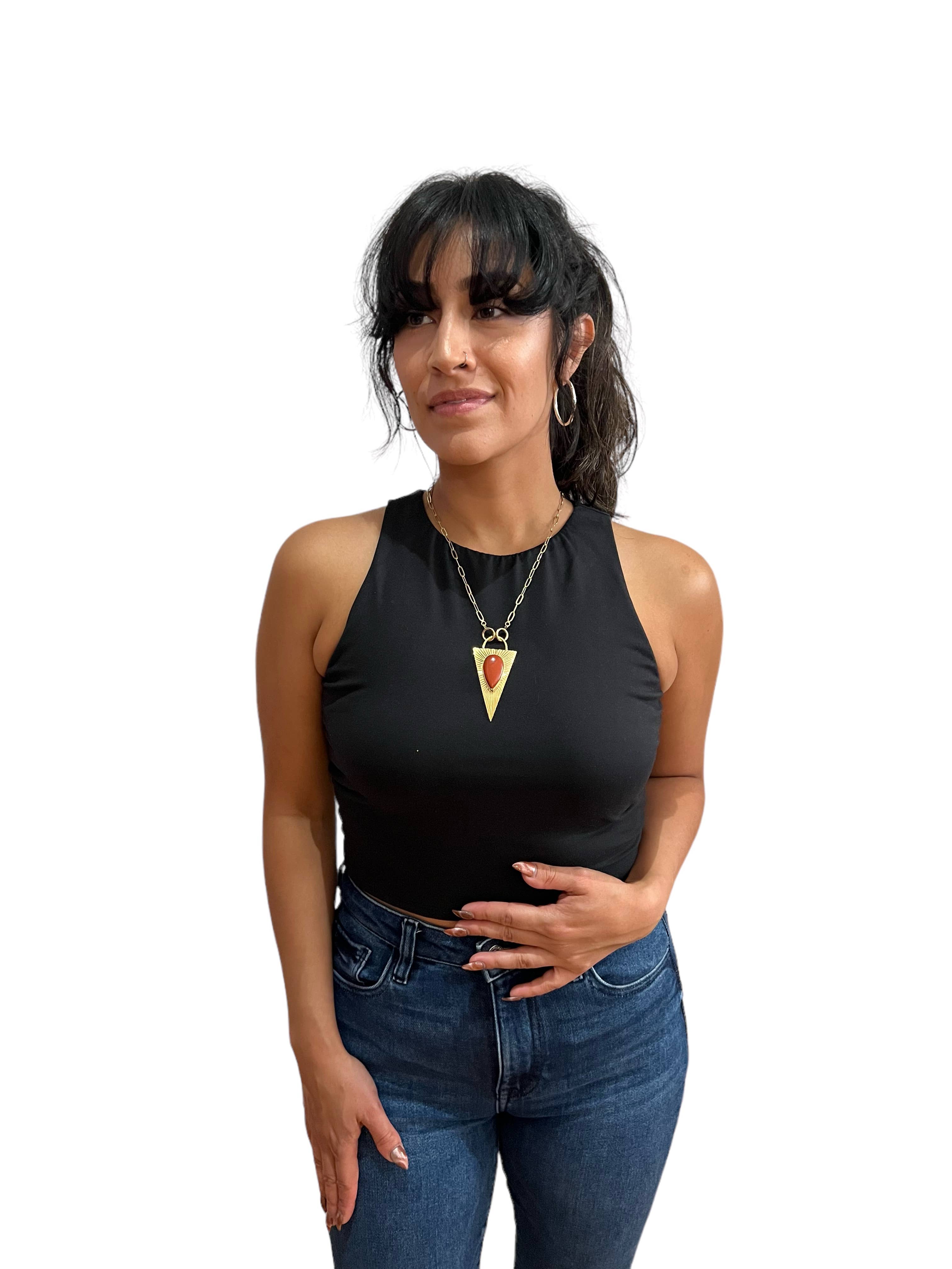 Brass Jasper Medallion Necklace