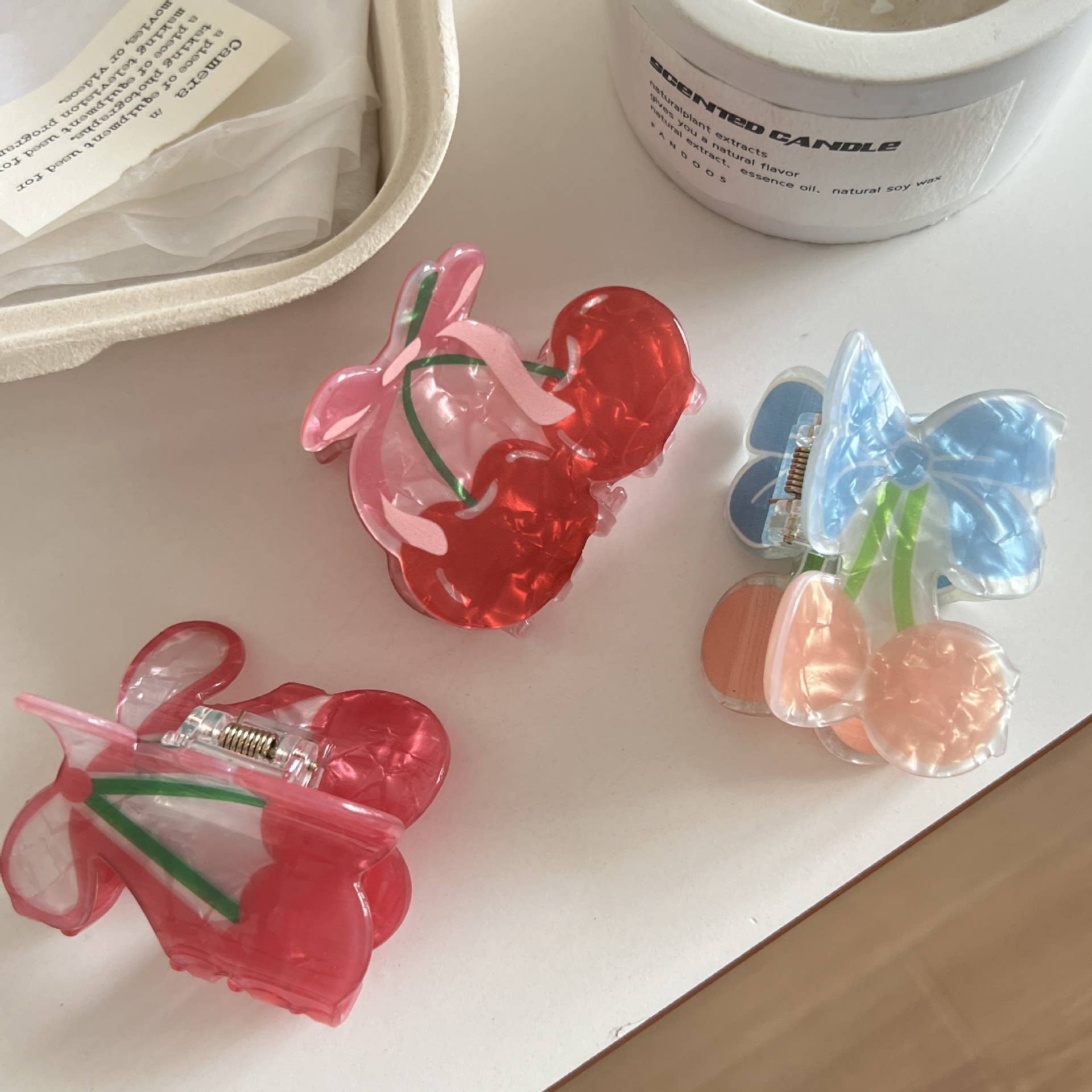 Sweet Bow-Adorned Cherry-Shape Hair Claw Clip