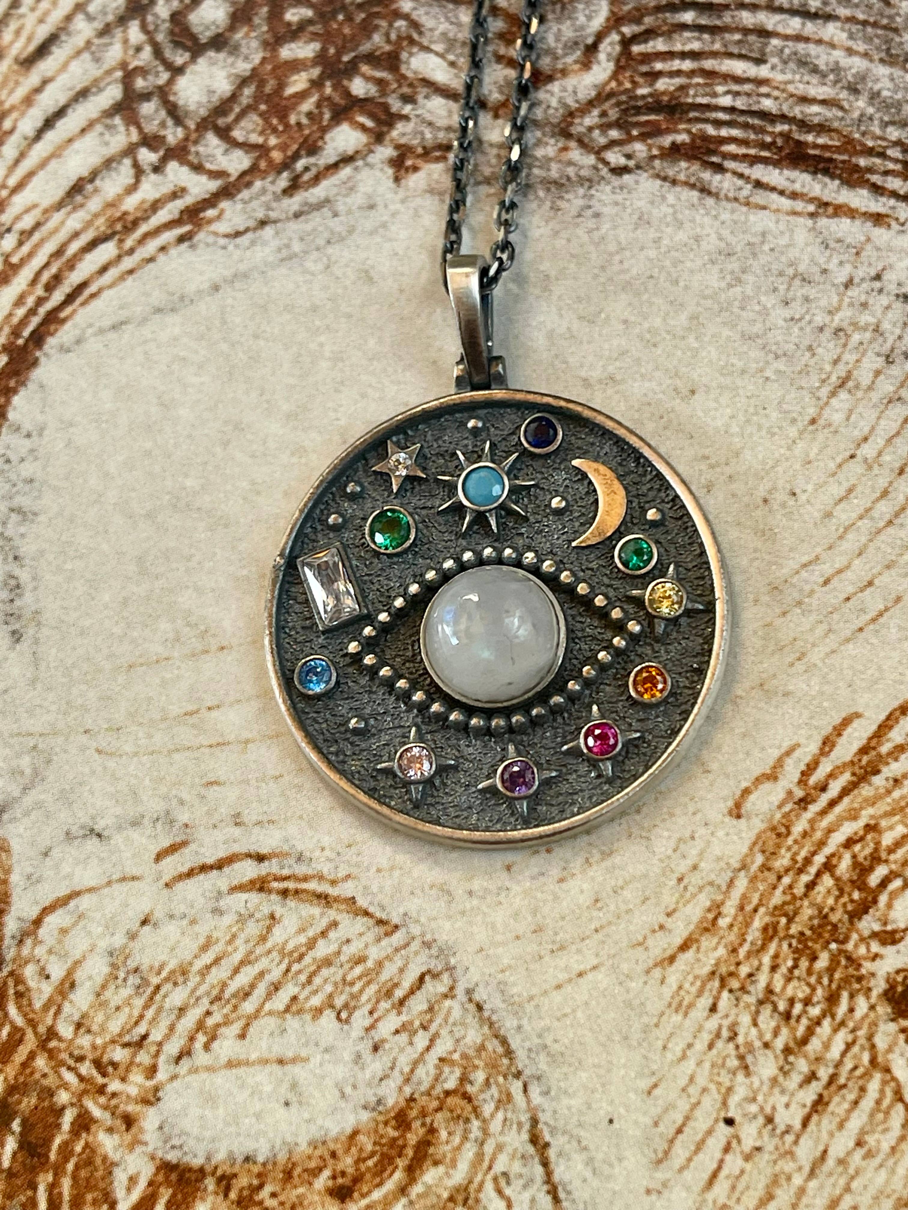 EVIL EYE MOONSTONE Celestial Sterling Silver Necklace