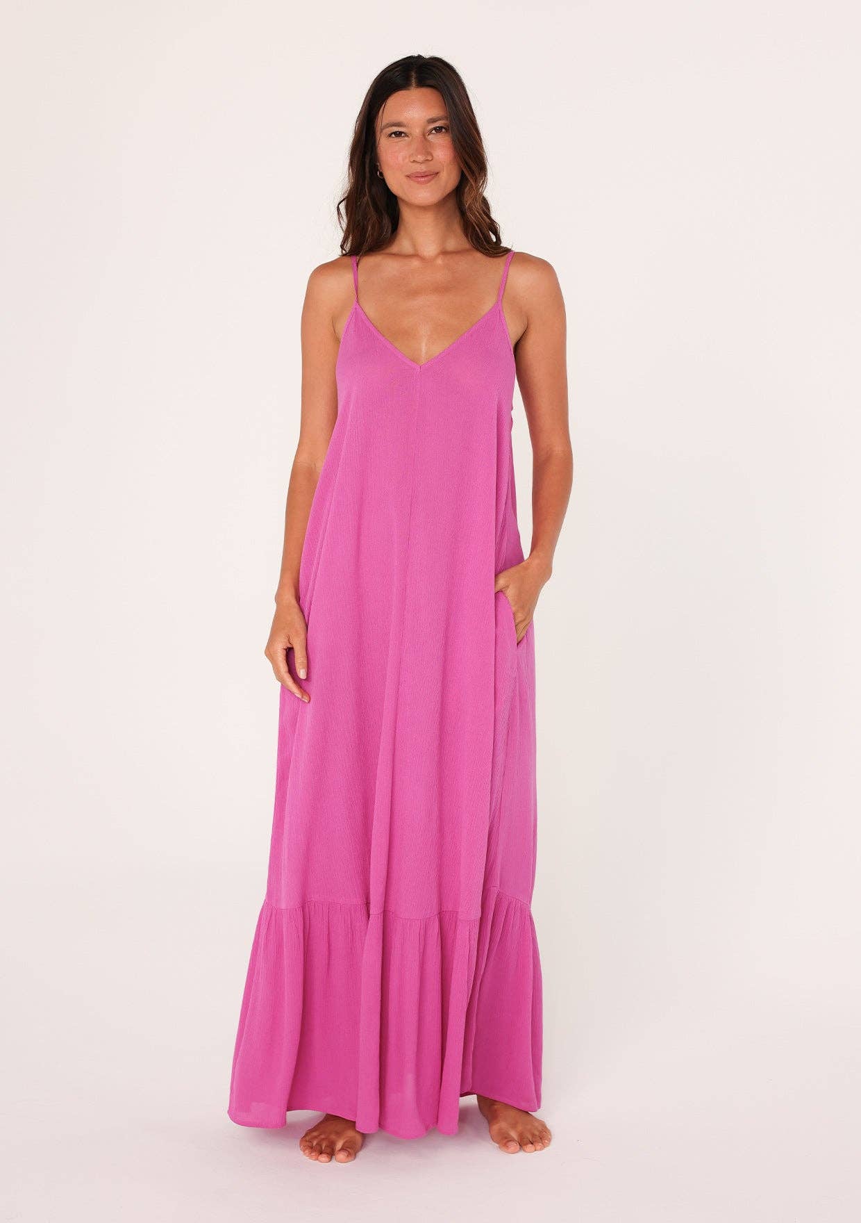 Billowy Bohemian Sleeveless V-Neck Maxi Dress