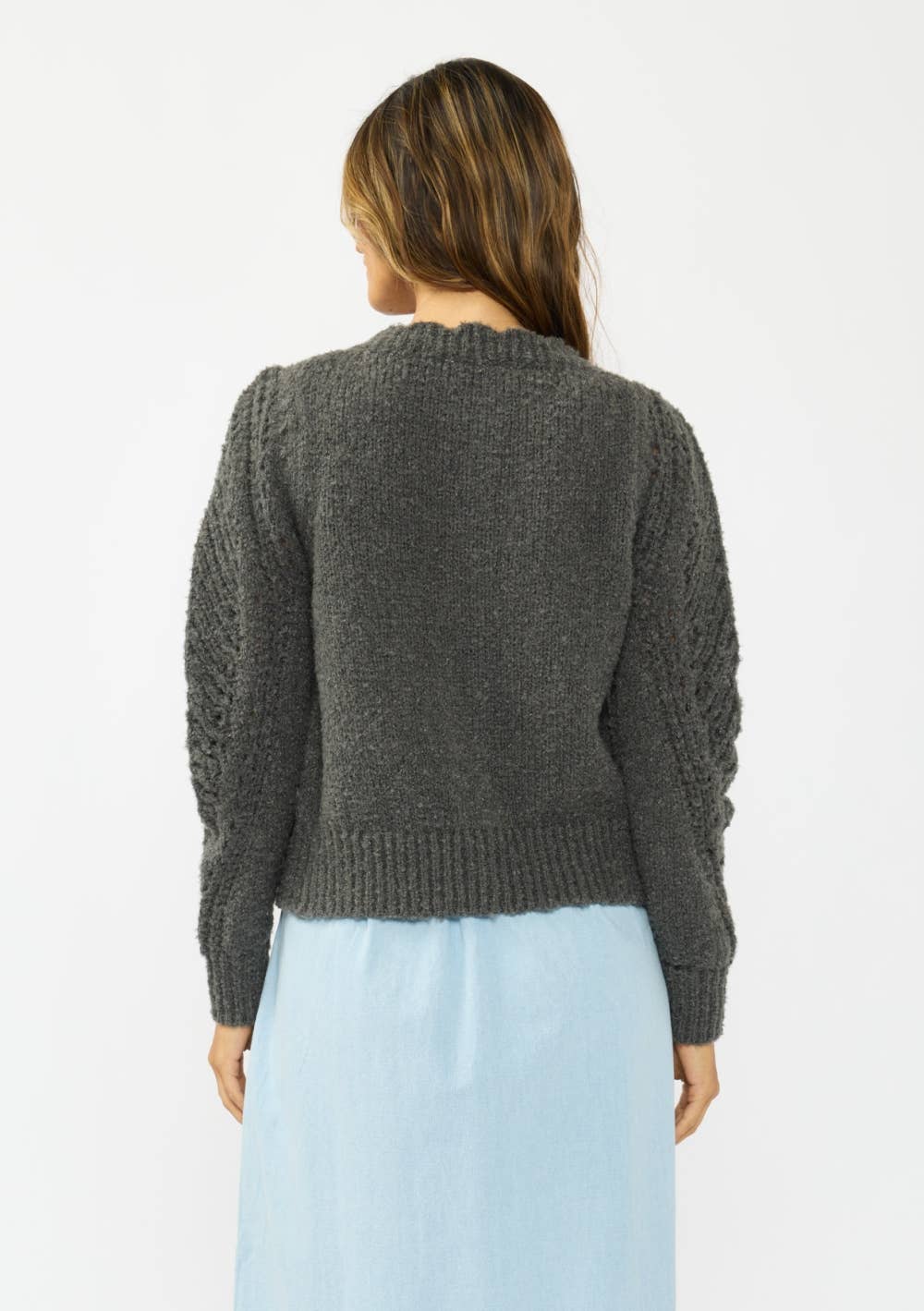 Pointelle Knit Sweater Cardigan