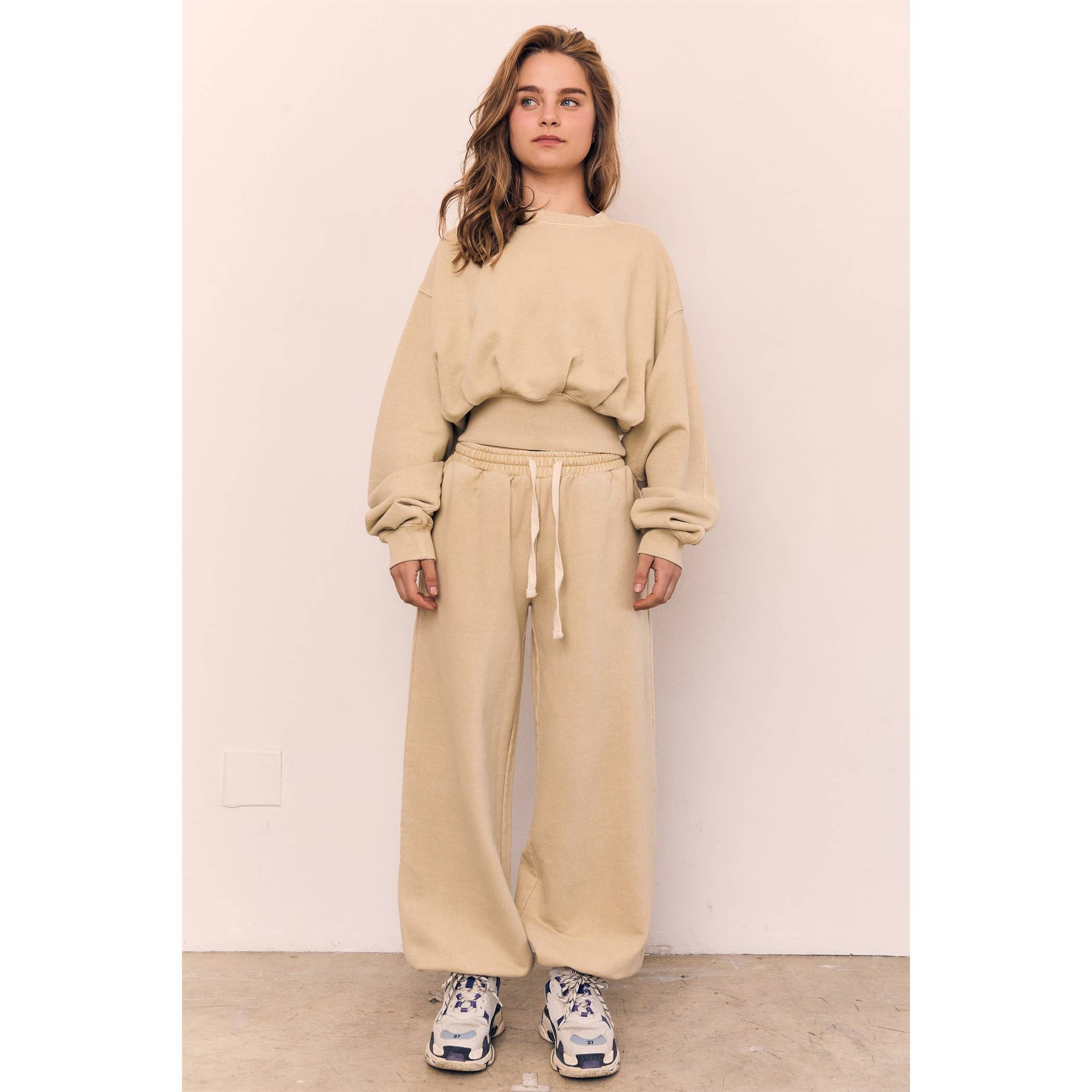 Acid Wash Wide Jogger Sweat Pants