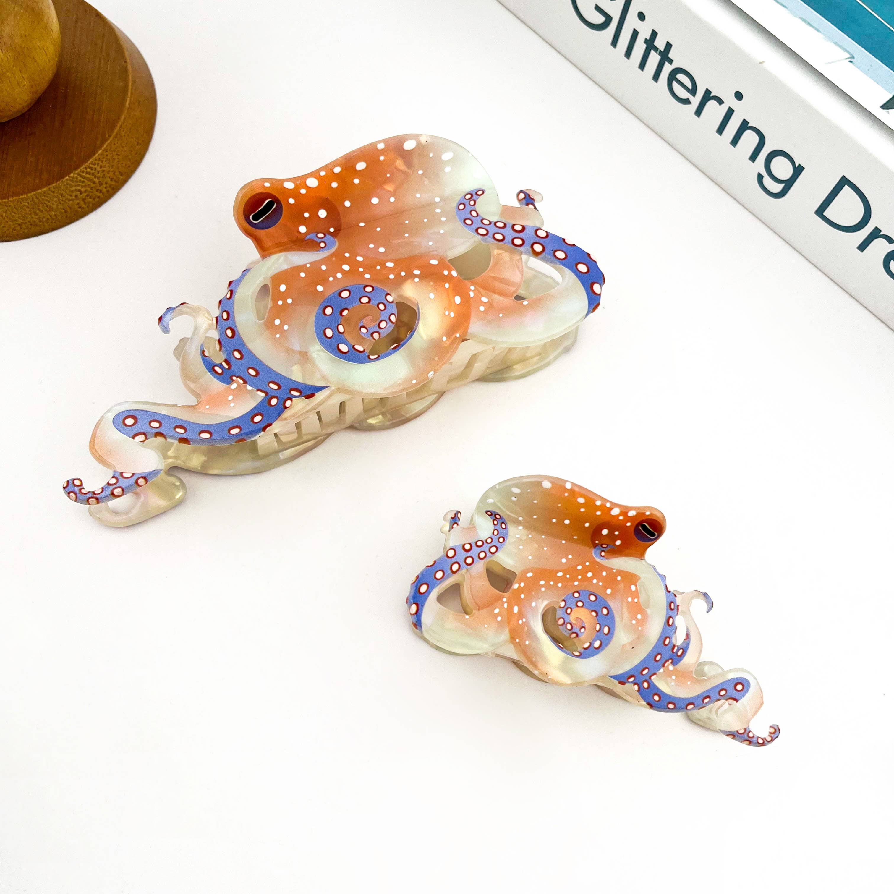 Blue Ring Octopus Hair Claw Clip, Acetate Hair Clip