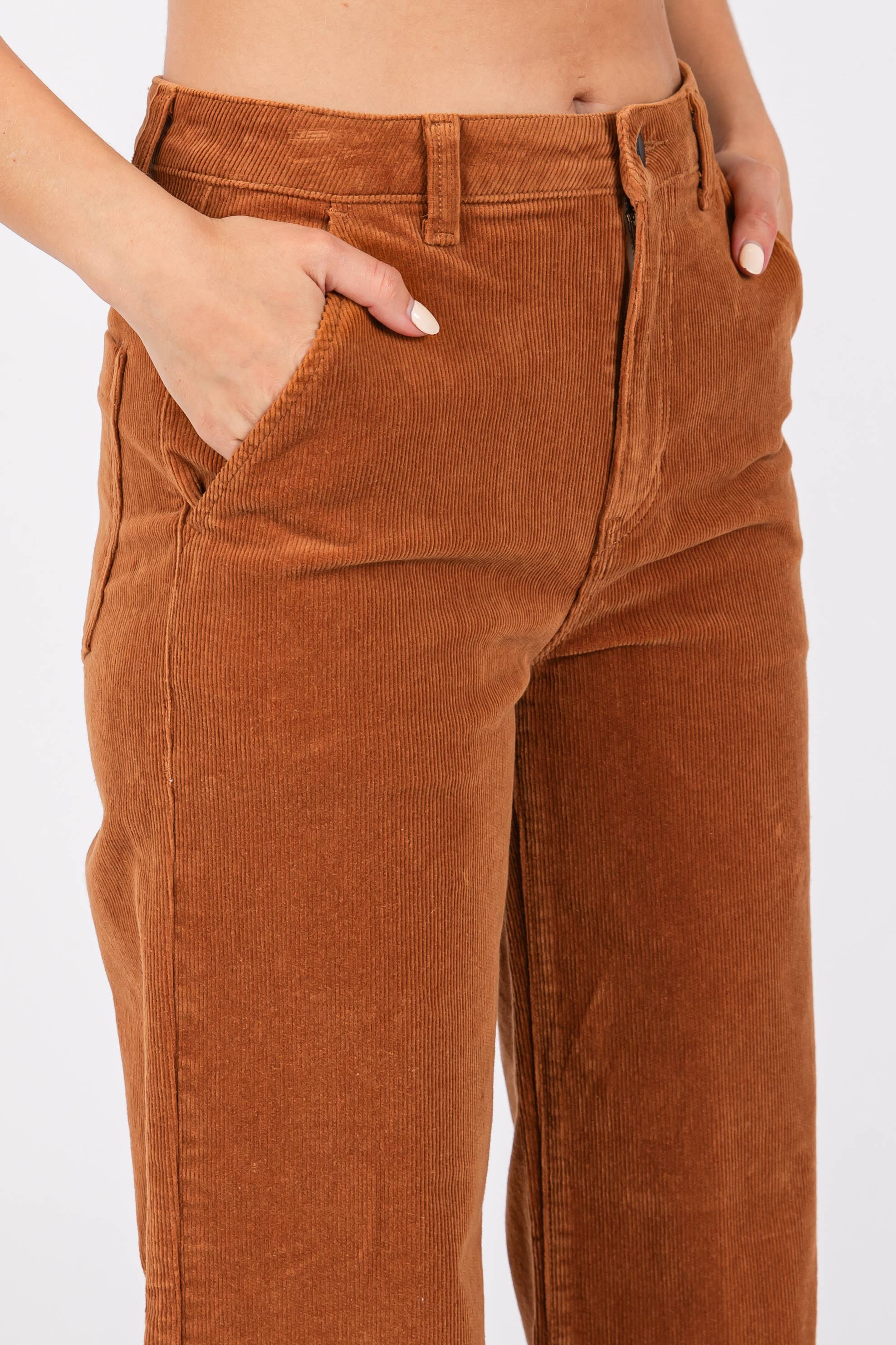 Vintage-Inspired Wide Leg Corduroy Trouser