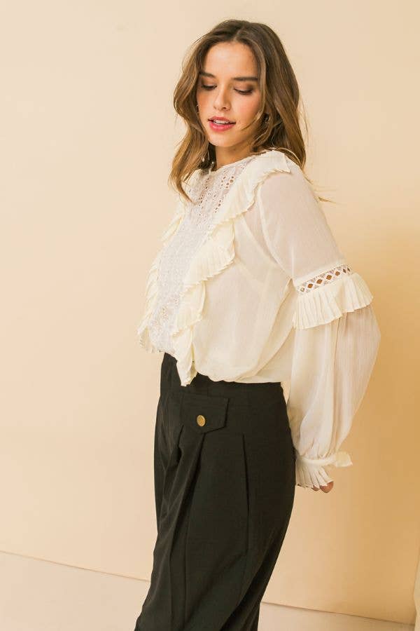 Woven Eyelet Sheer Top