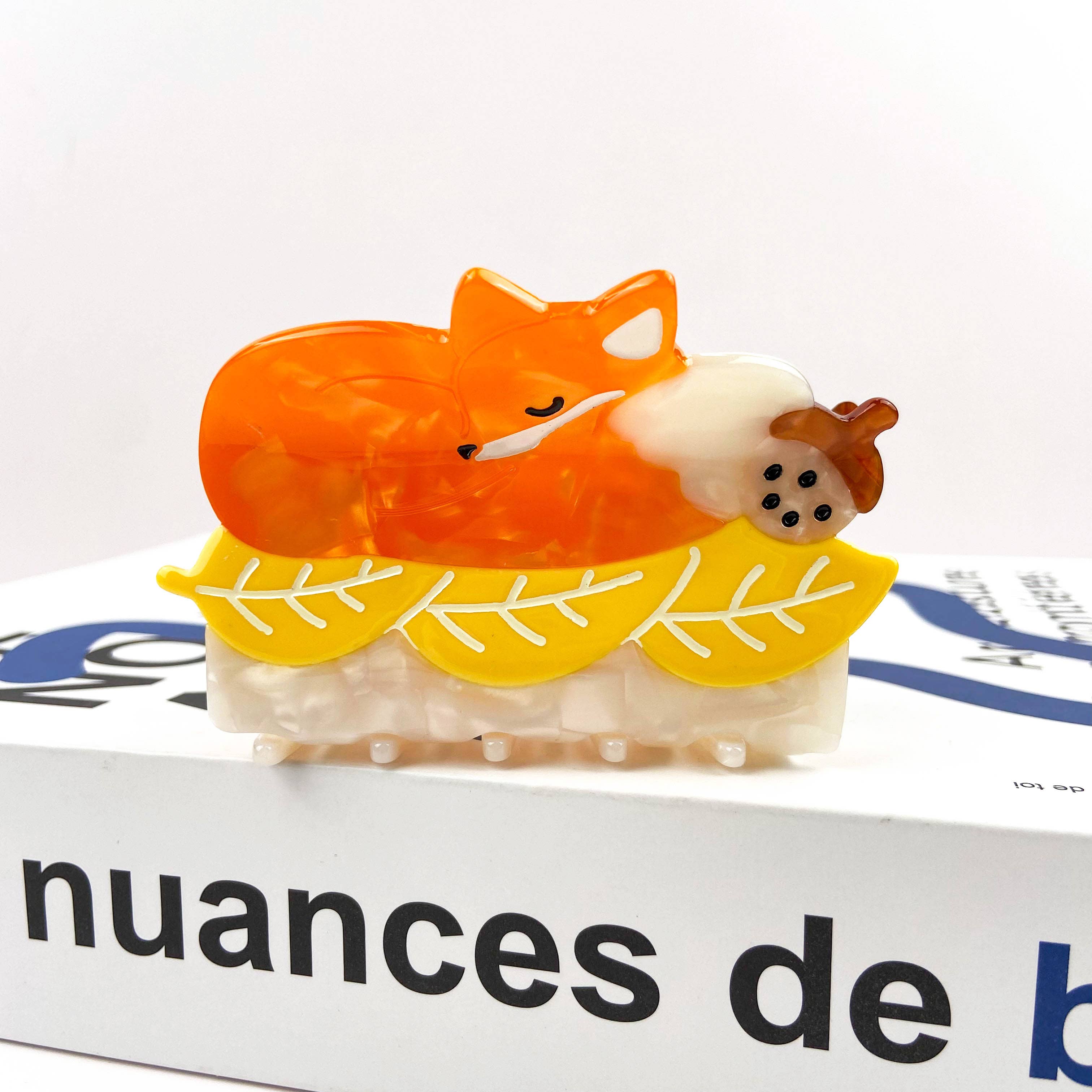 Sleeping Orange Fox Claw Clip, Animal Hair Clip