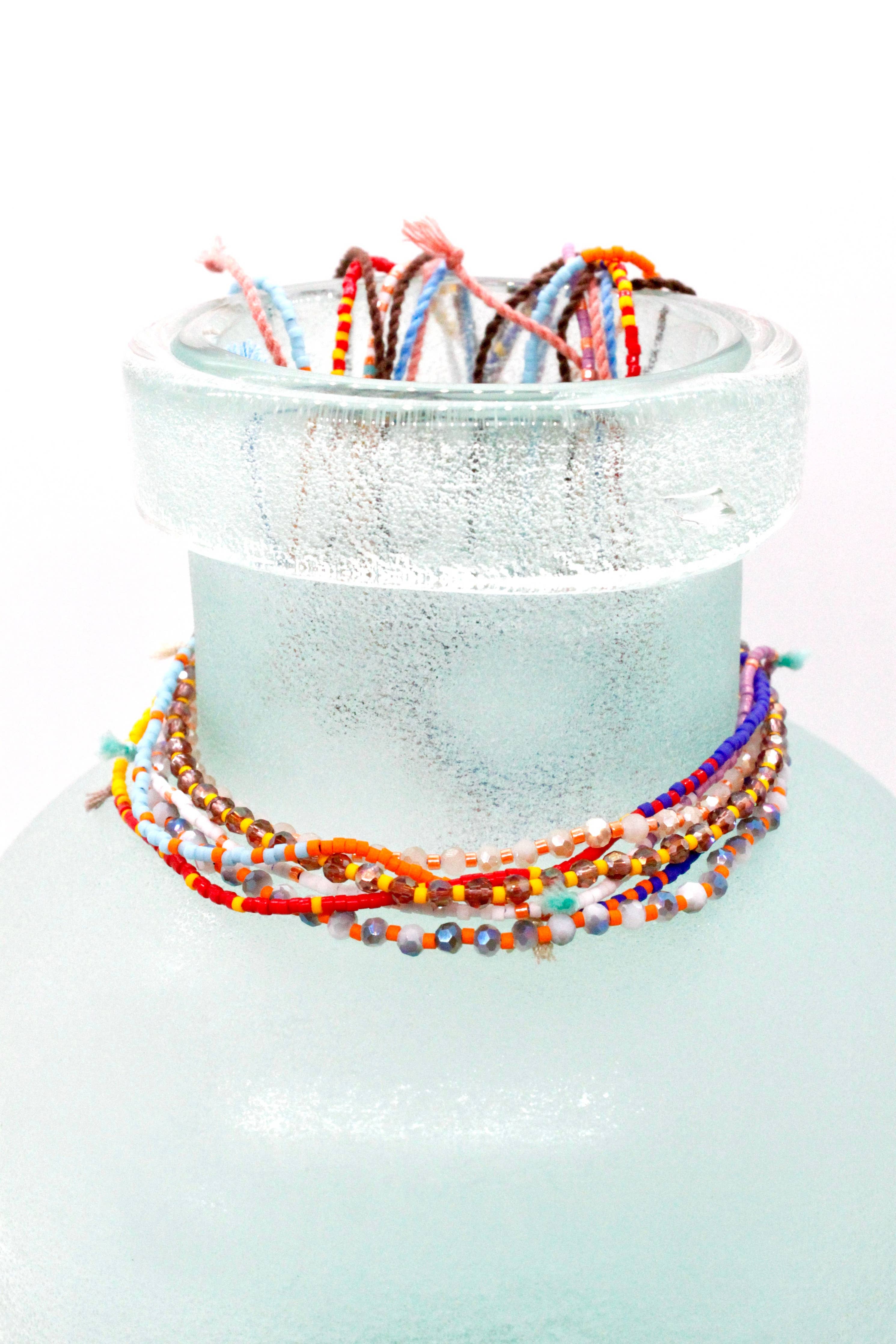 Double Strand Colorful Thread and Seed Bead Necklace - Seeds Collection- N8-006