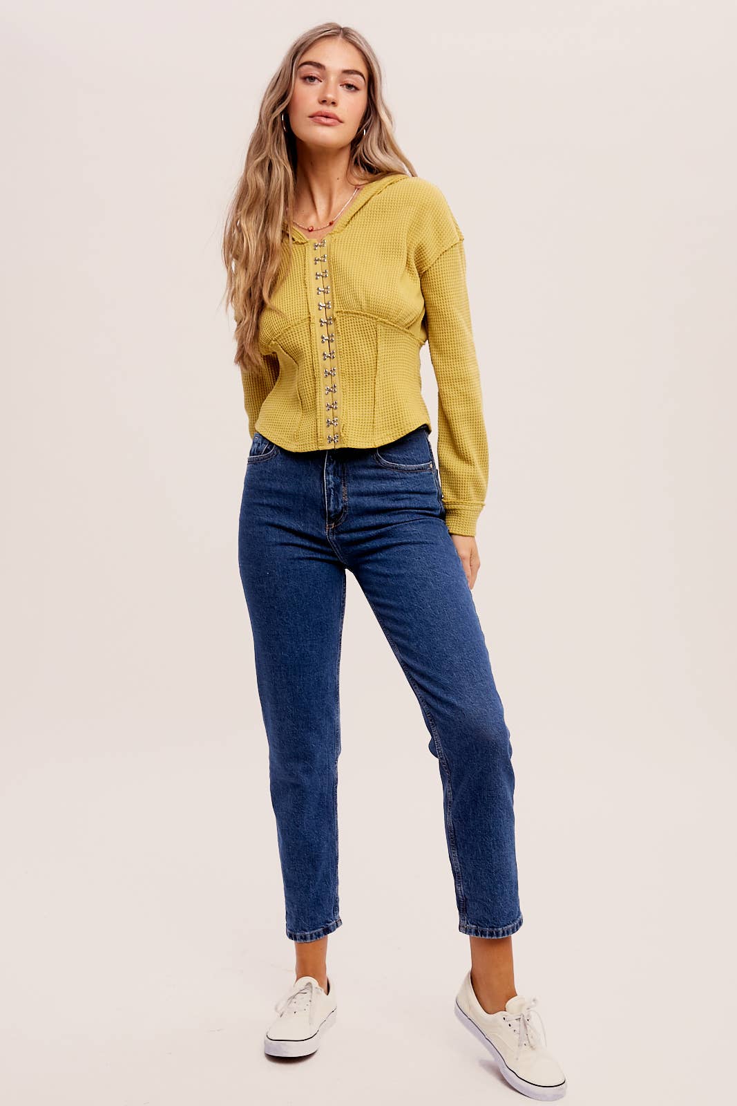 Waffle Knit Corset Hoodie