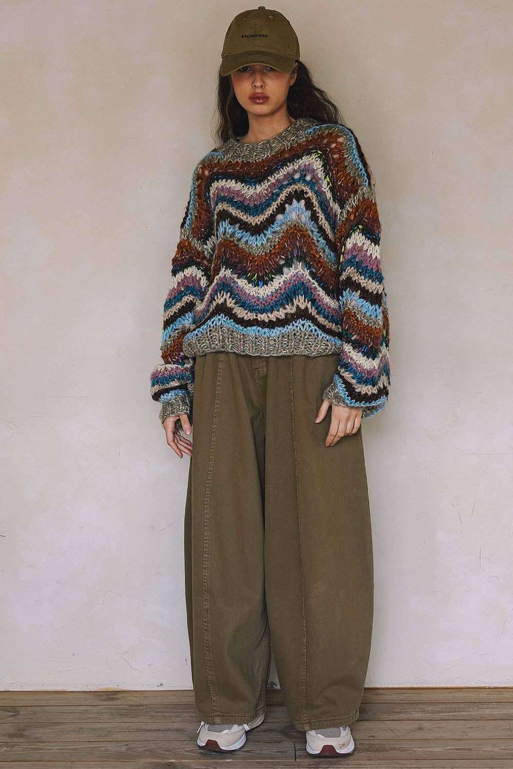 LONG SLEEVE CHEVRON KNITTED SWEATER