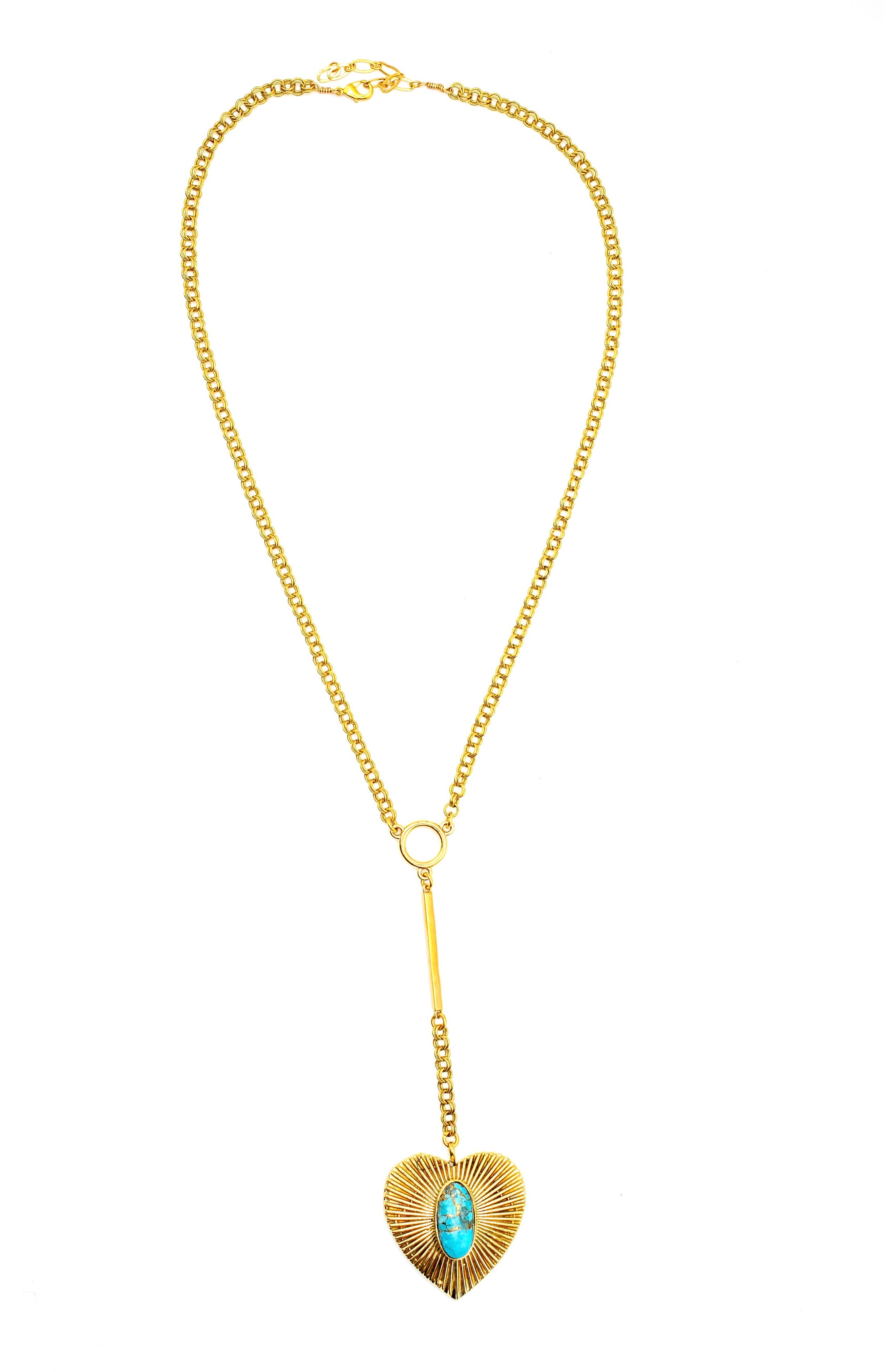 Brass Turquoise Heart Necklace