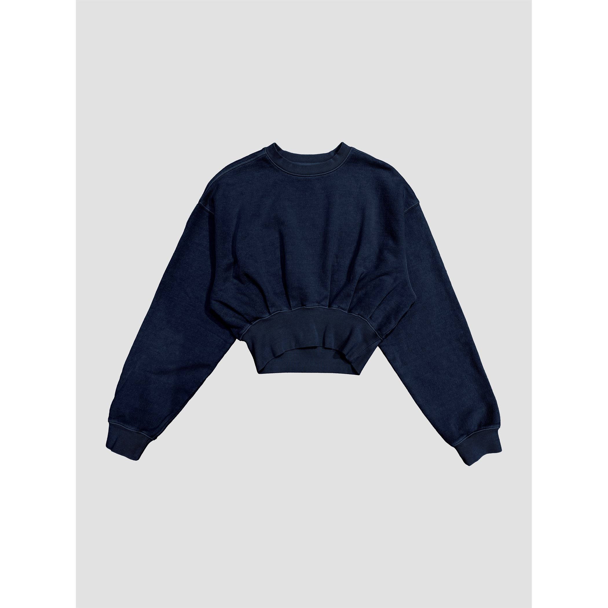 Acid Wash Cropped Balloon Sweatshirt