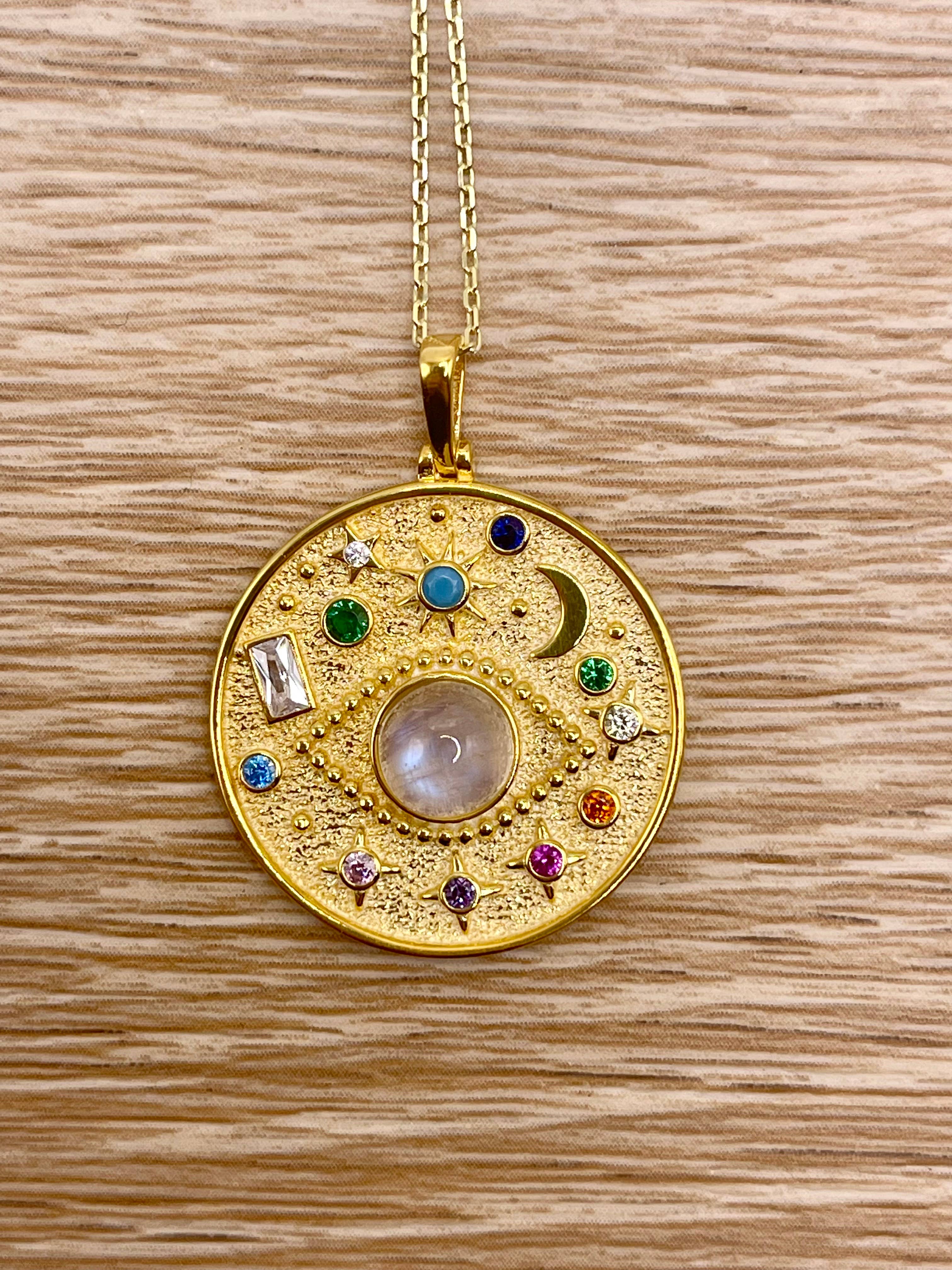 EVIL EYE MOONSTONE Celestial Sterling Silver Necklace