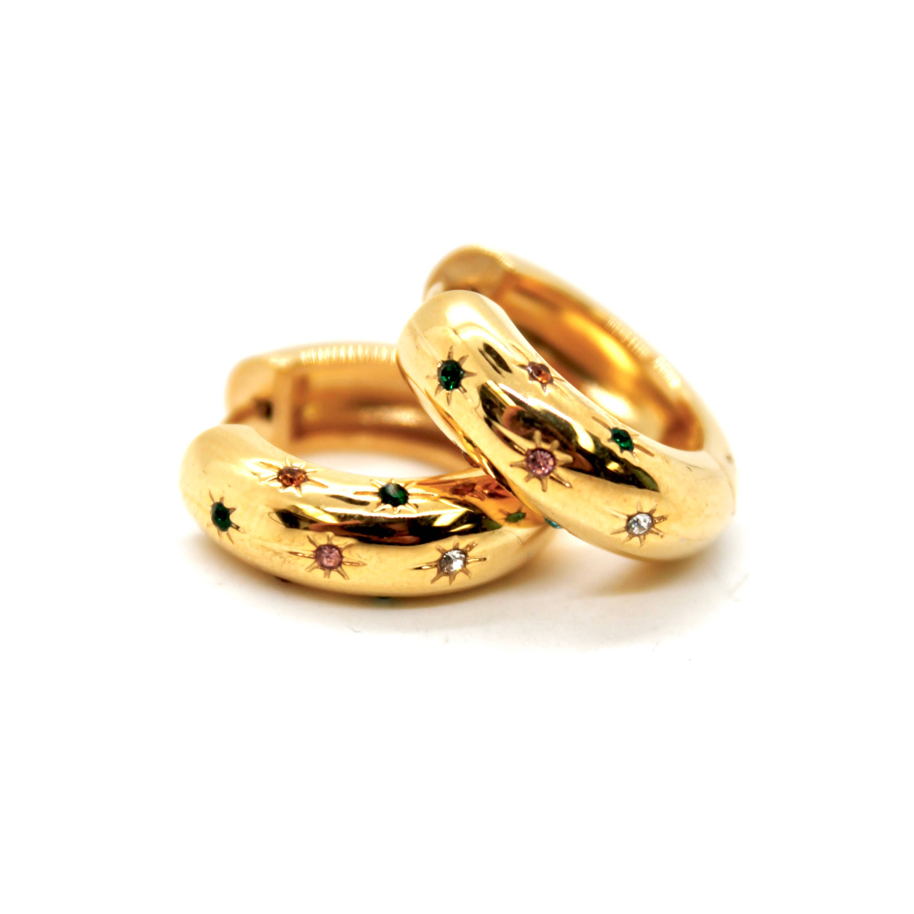 Celestial Rainbow Thick Huggie Earrings - E4-409