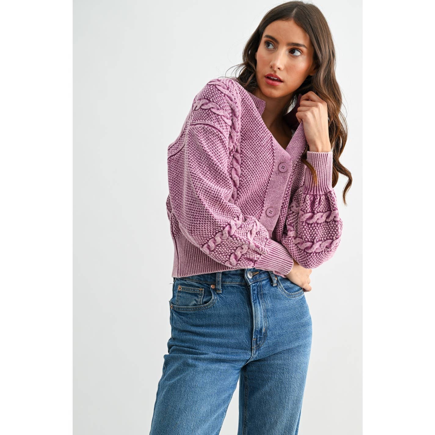 Washed Berry Cardigan