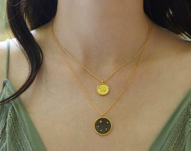 Gunmetal Zodiac Constellation Necklace 18"