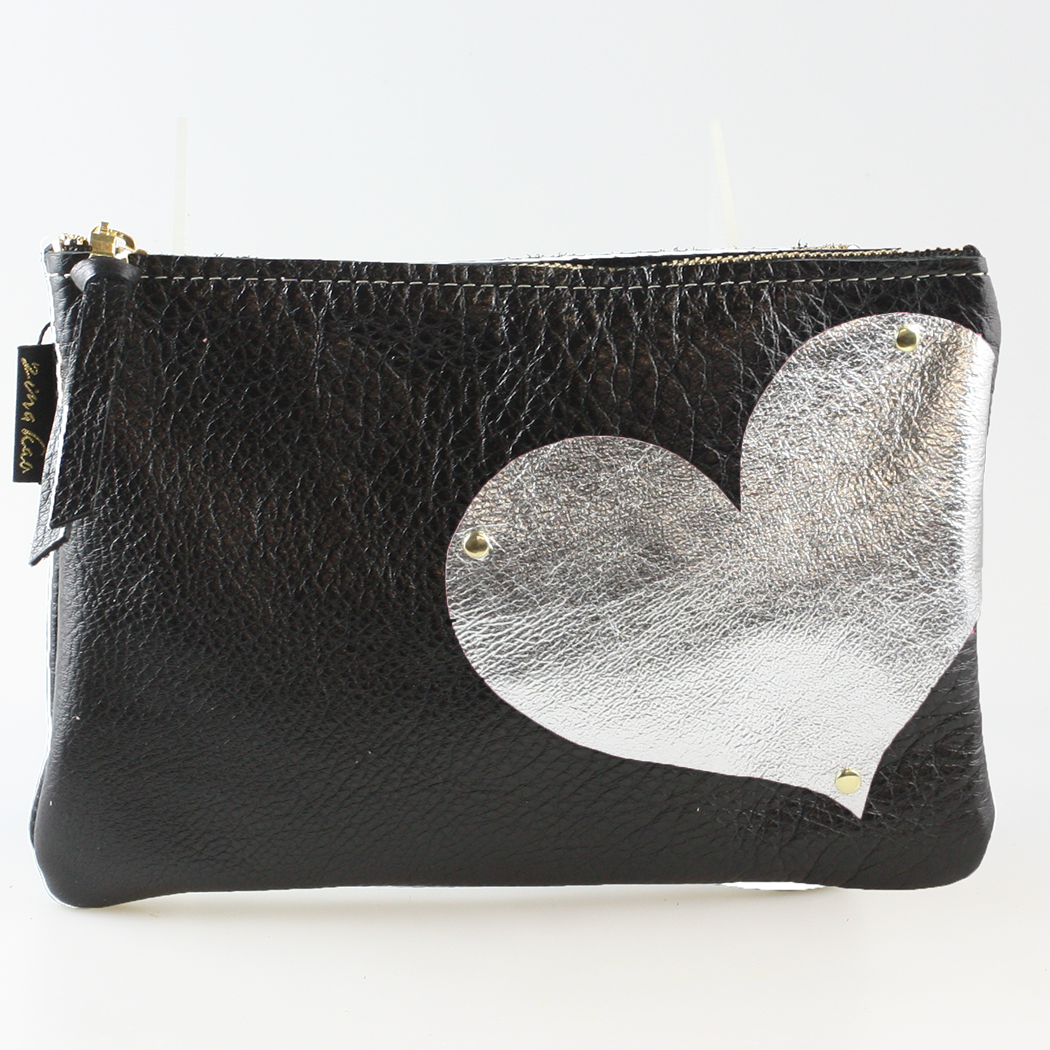 The Carter Clutch: Side Heart Applique Pouch