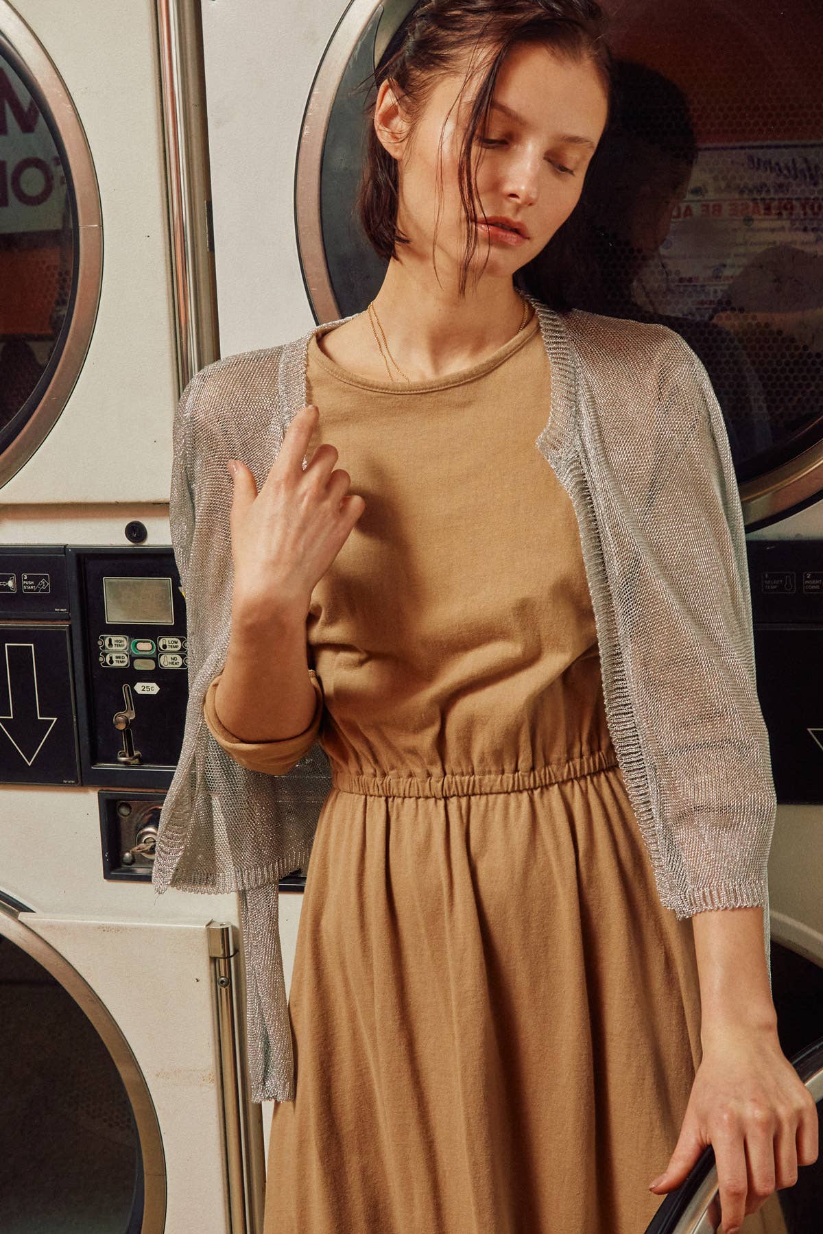 Metallic Open Front Cardigan