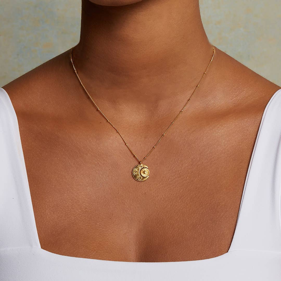 16" Spinning celestial pendant necklace