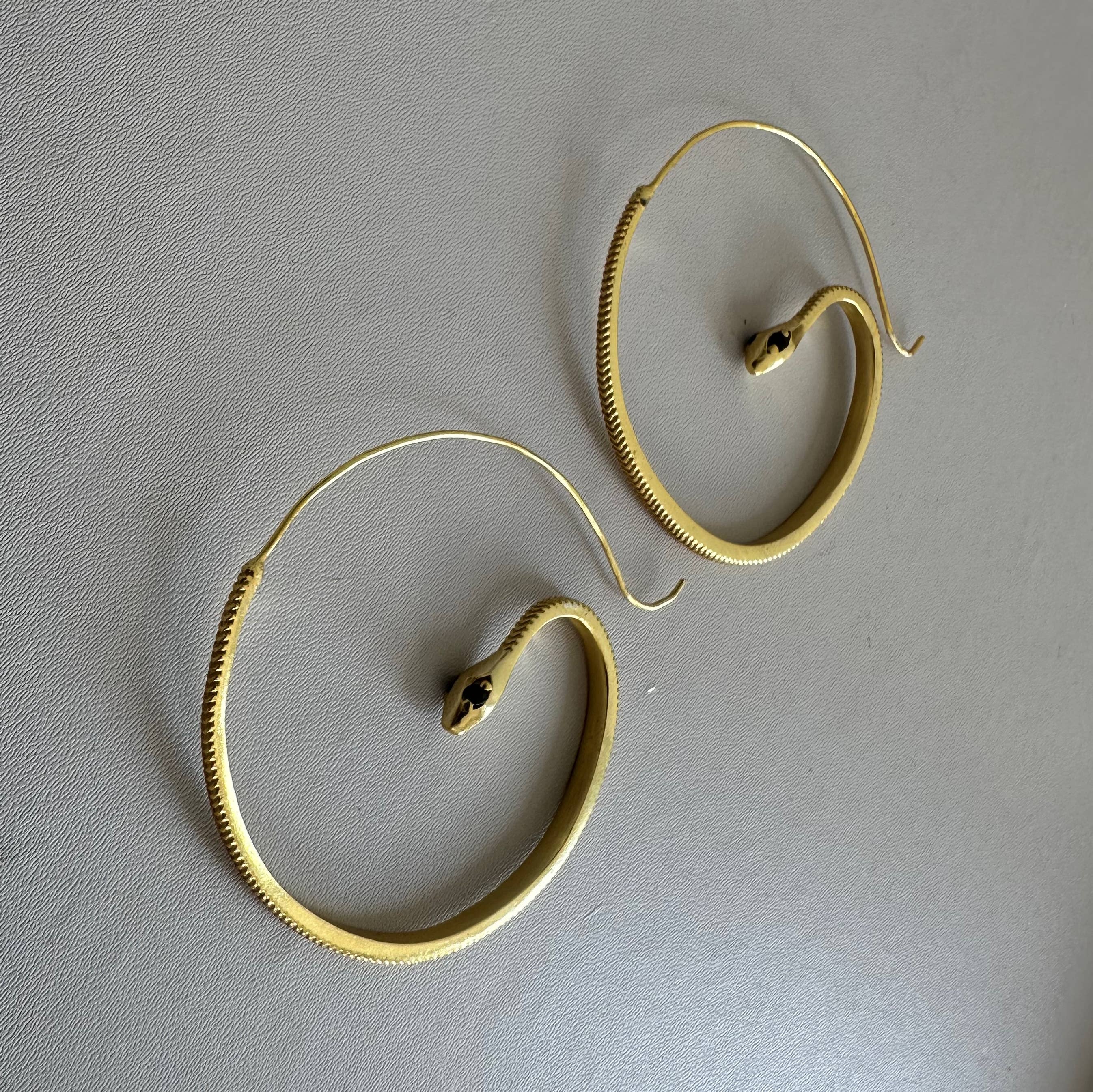 Pink Zircon Eyes Snake Hoops