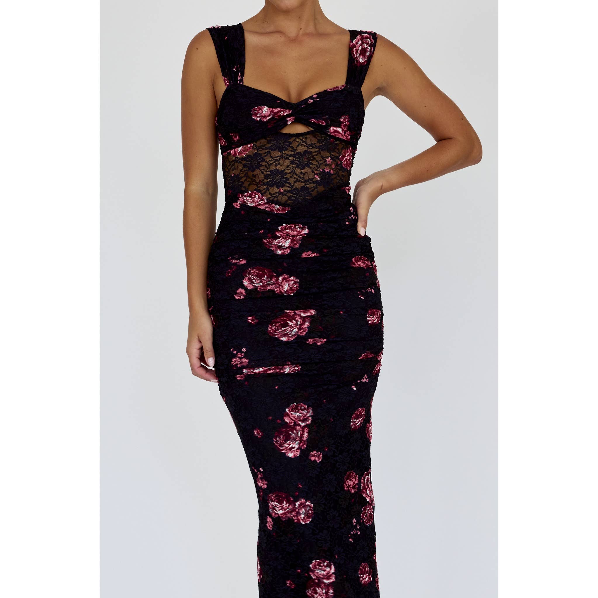 Midnight Bloom Midi Dress
