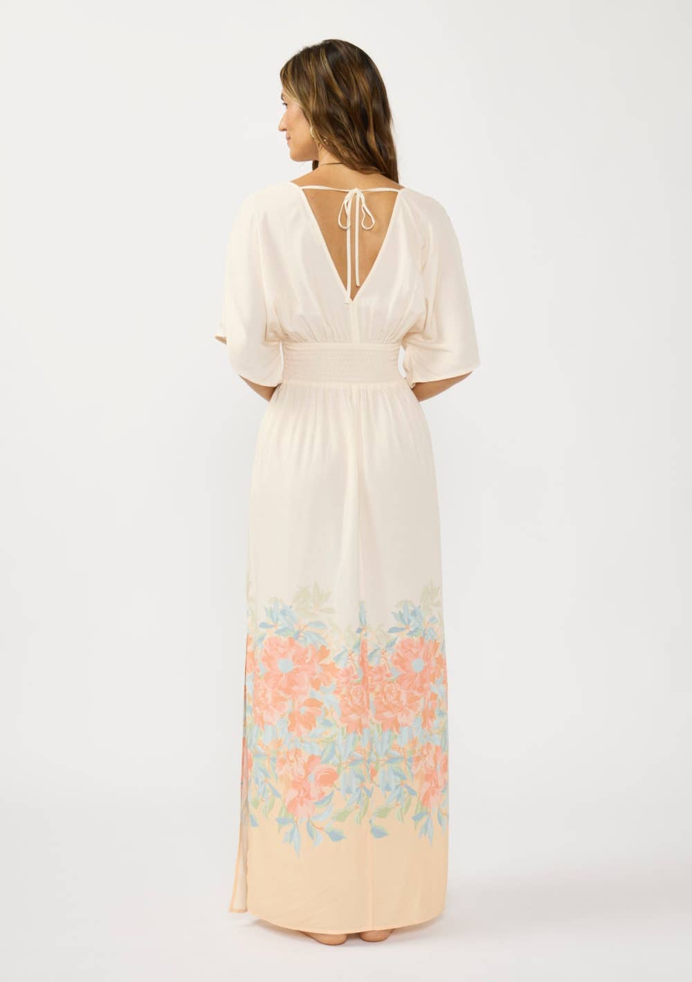V-Neck Smocked Waist Maxi Dress