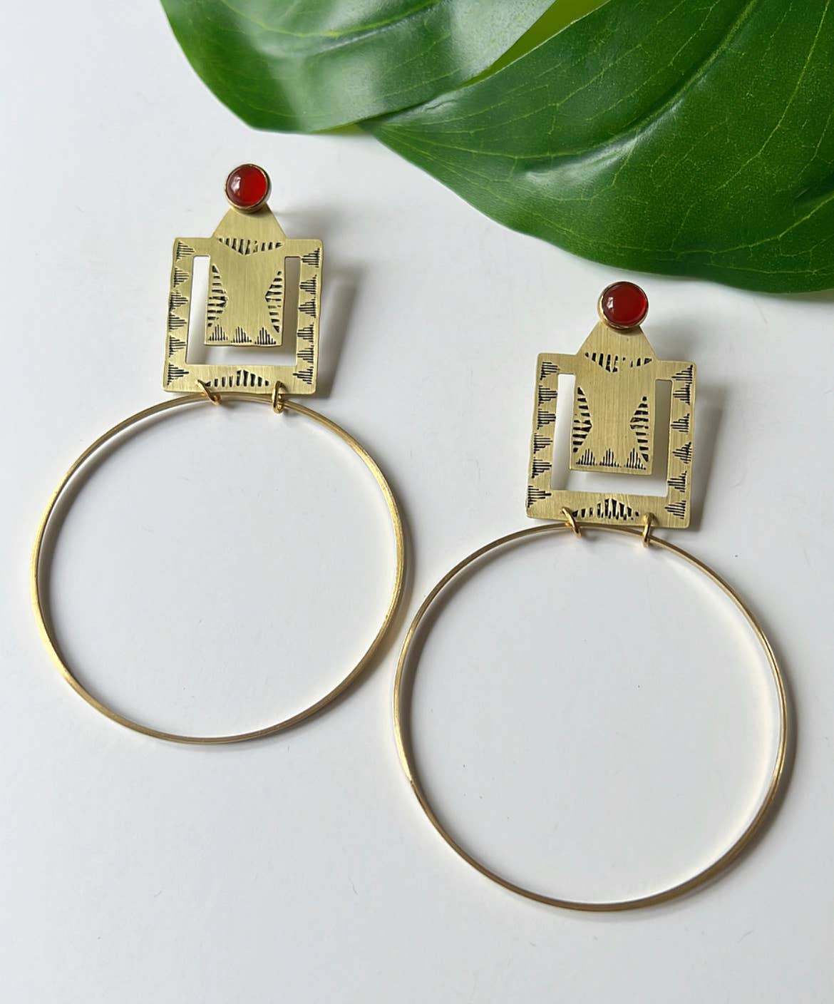 Brass Hoop Ear Jacket Earrings