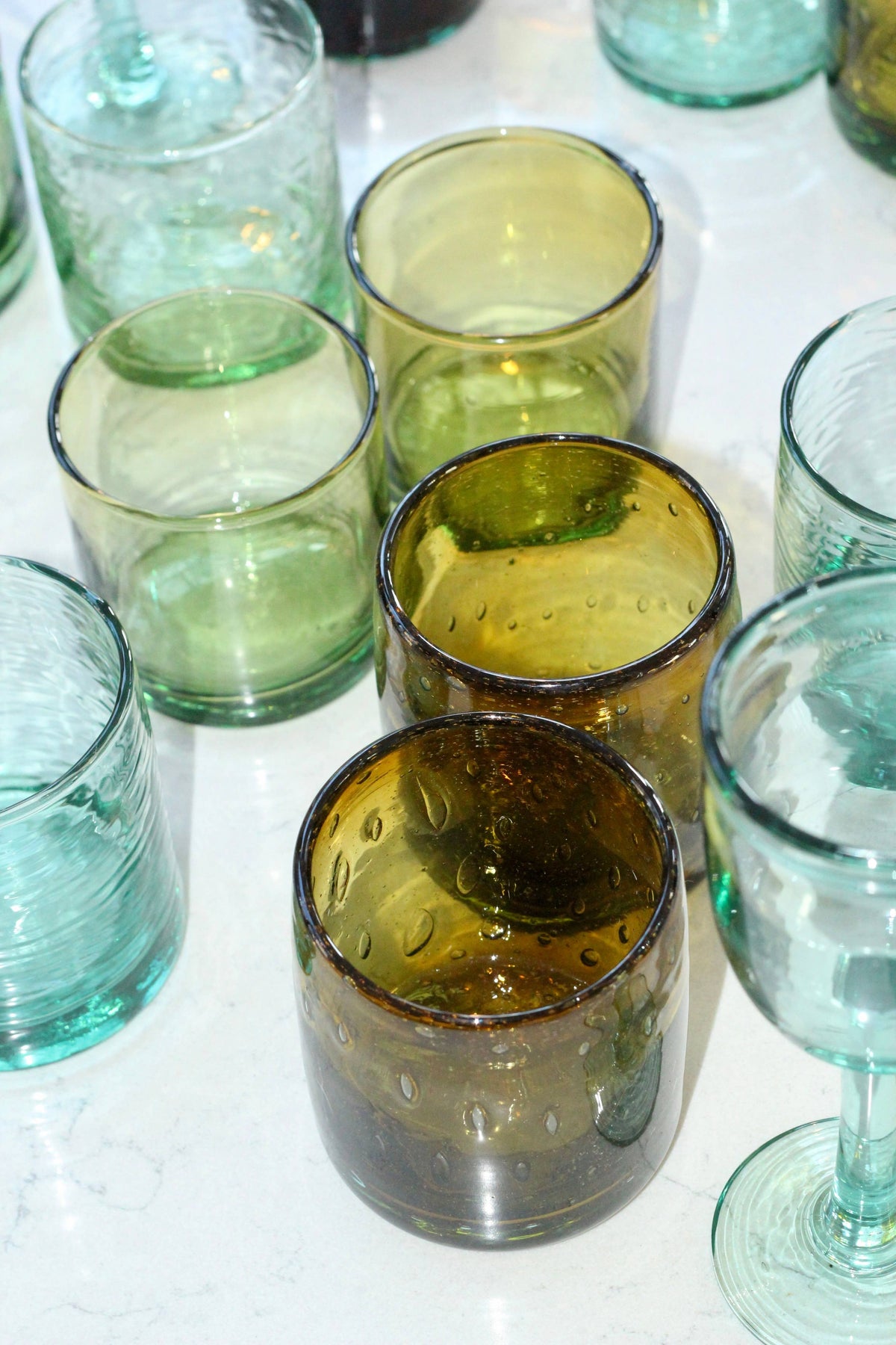 Bubble Rocks Glass - Handblown, Recycled Glass Tumbler