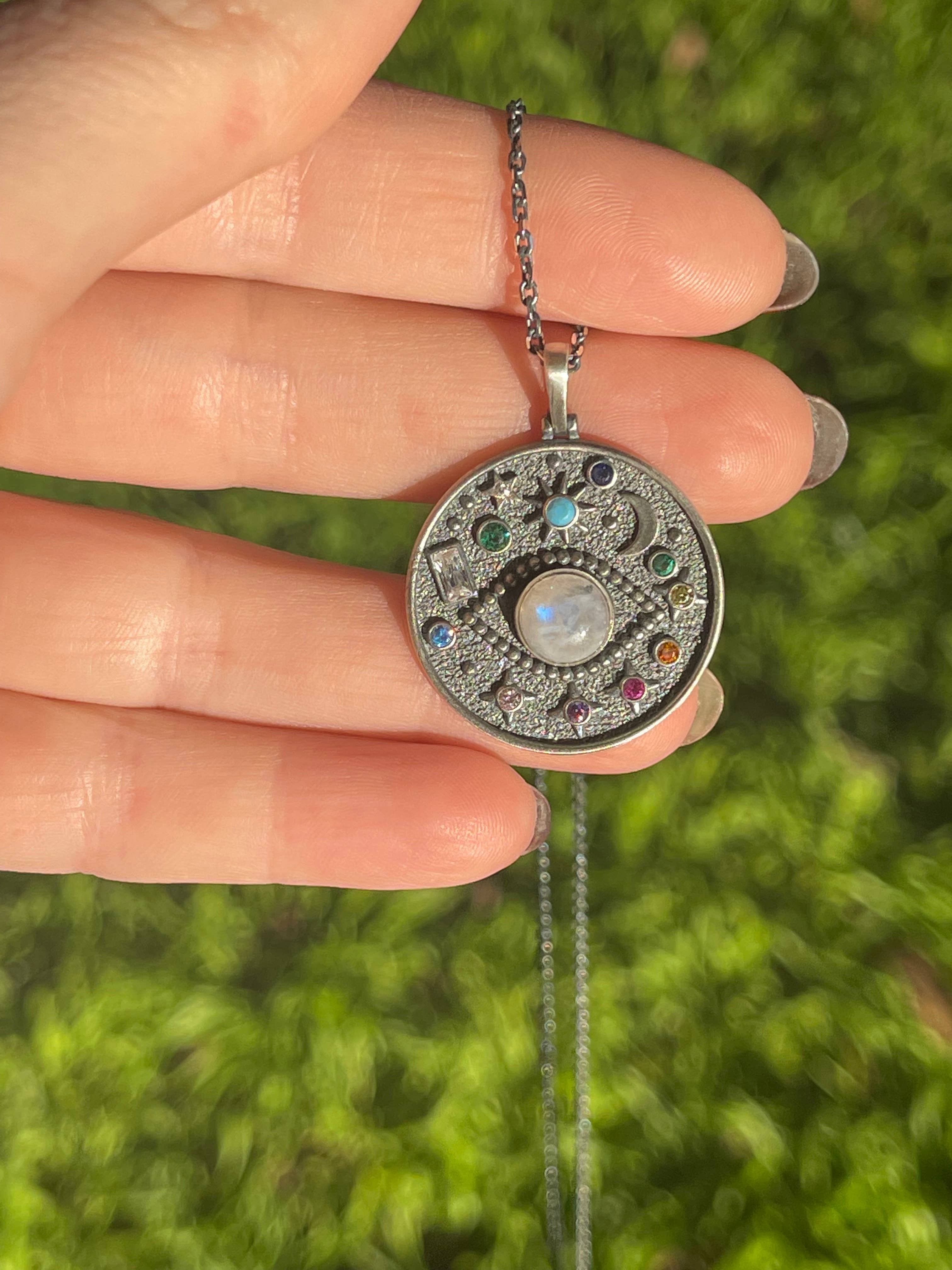 EVIL EYE MOONSTONE Celestial Sterling Silver Necklace