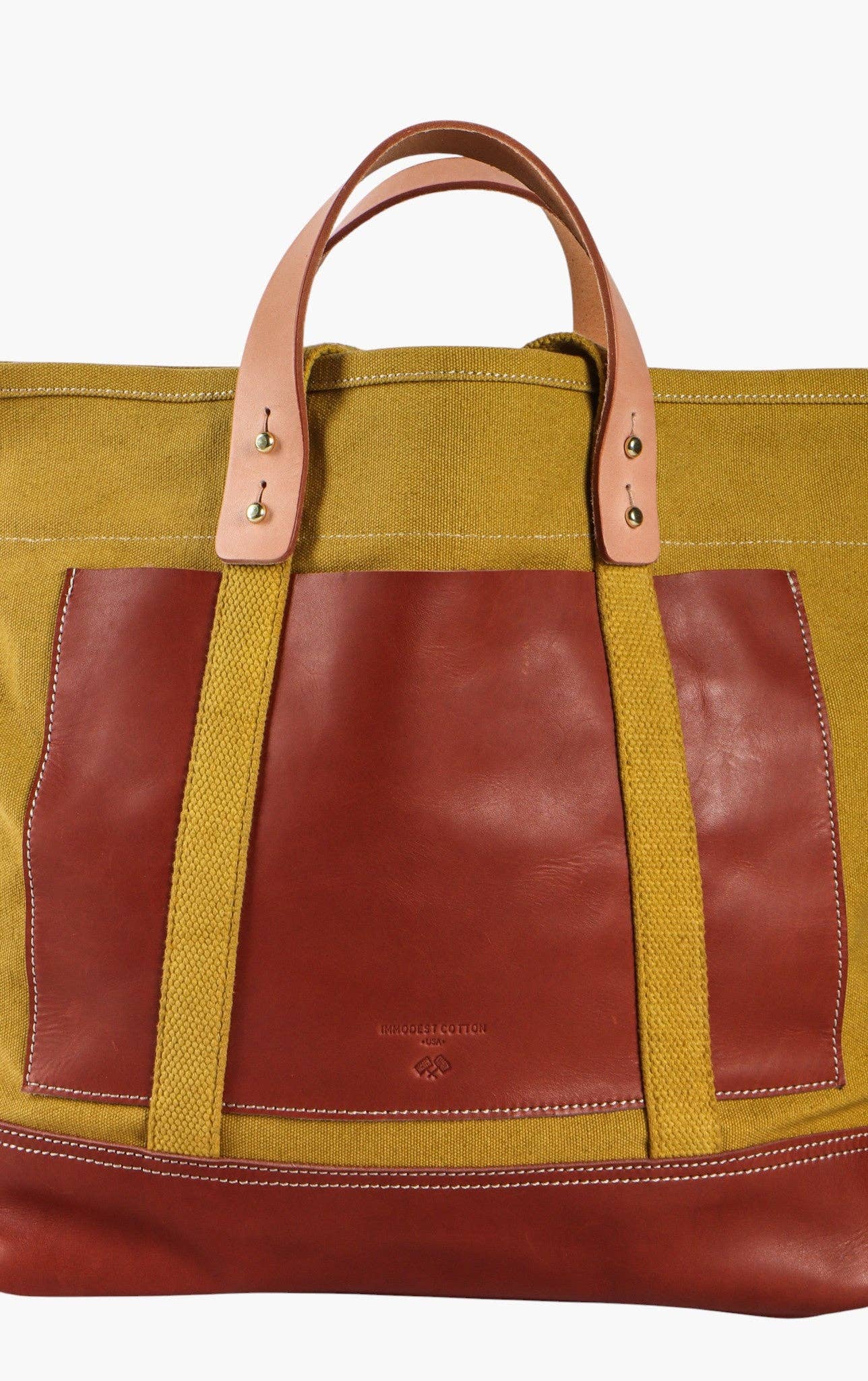 Editor Tote | Chartreuse + Bordeaux with leather handles and durable canvas in vibrant chartreuse and bordeaux colors