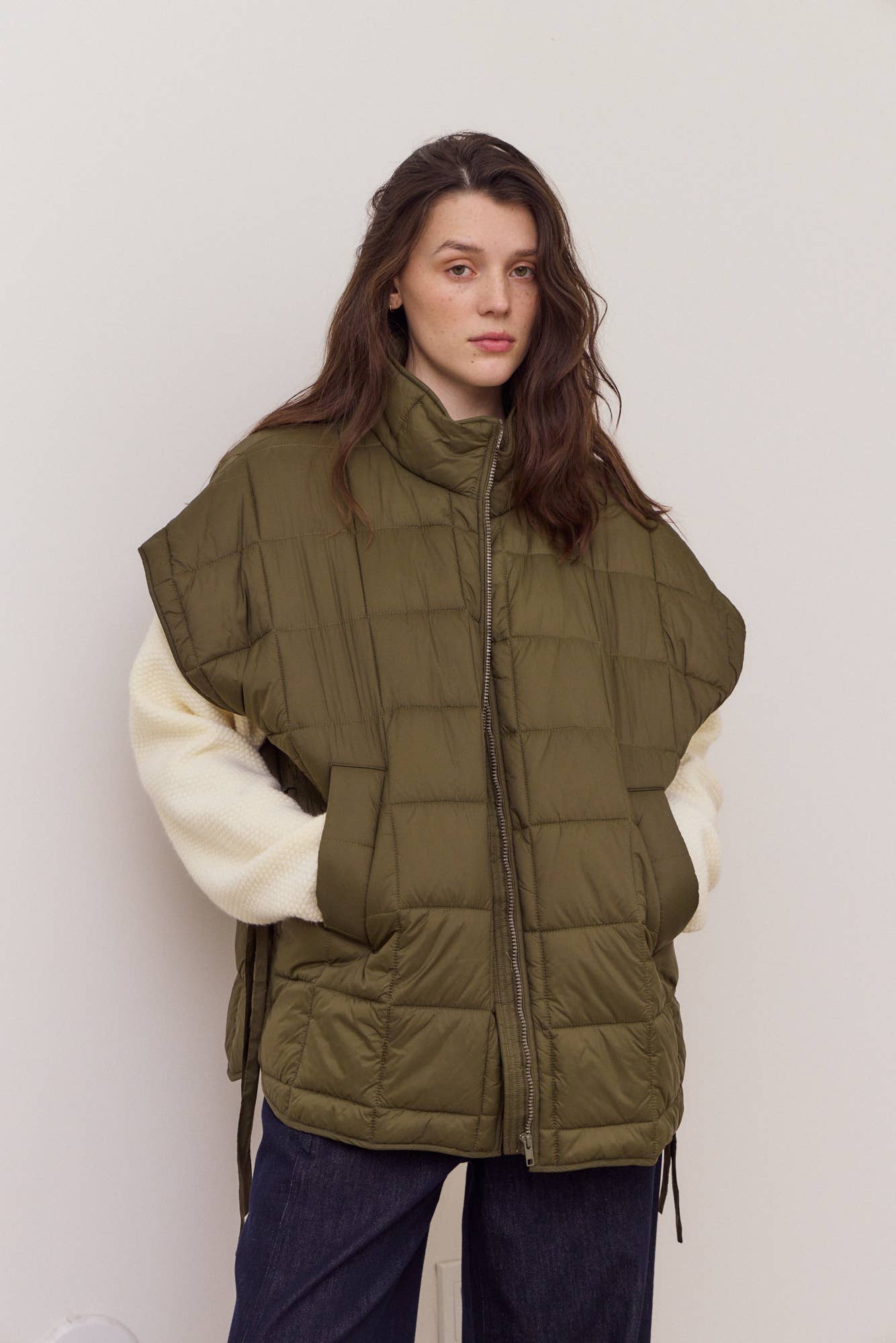 High Neck Quilted Vest