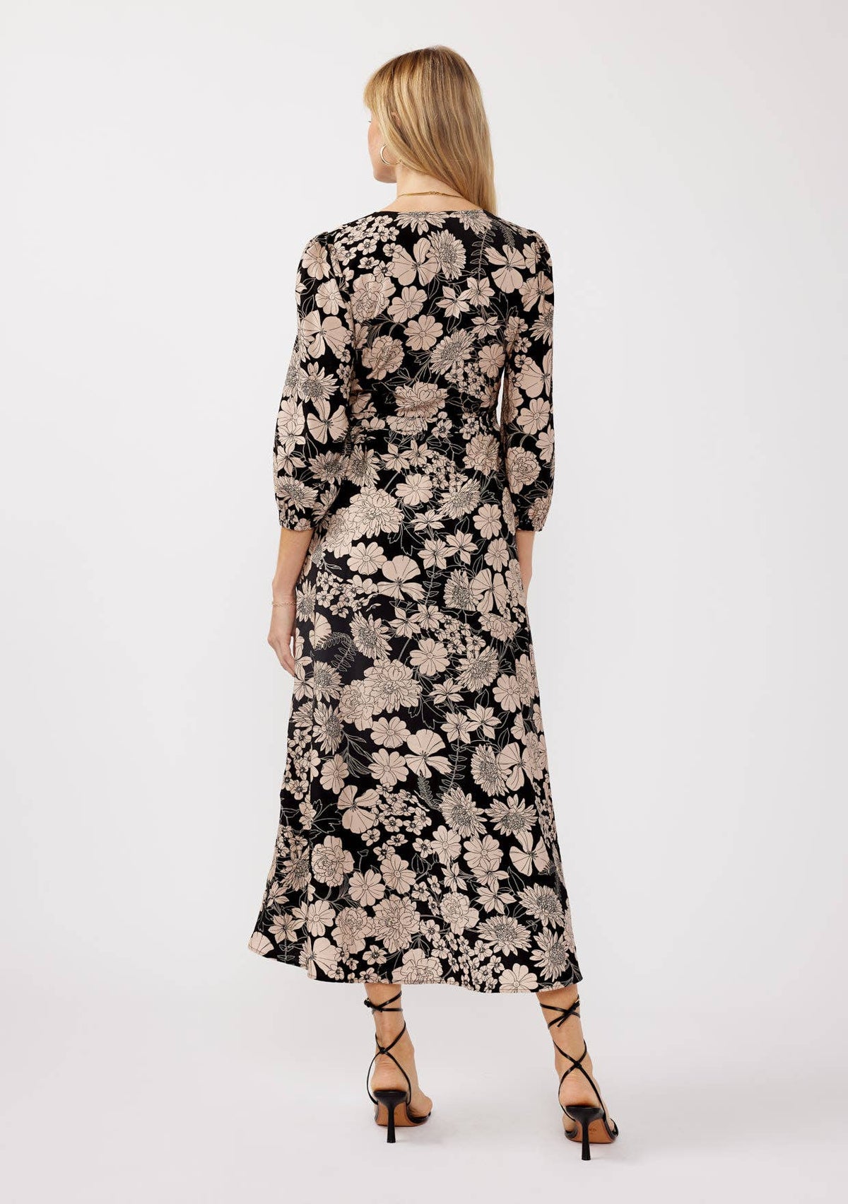 3/4 Sleeve Rayon Wrap Maxi Dress