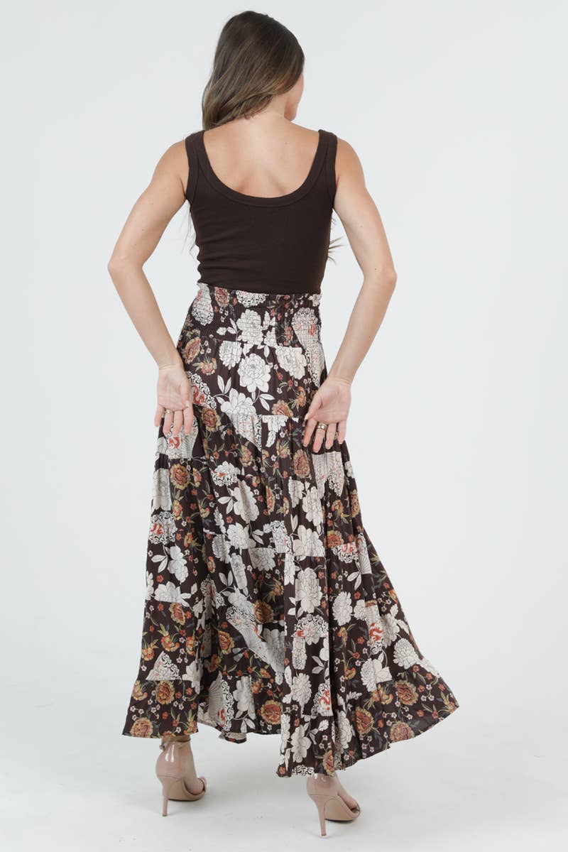 26P57-A969 TIERED SKIRT WITH SMOCKED WAISTBAND