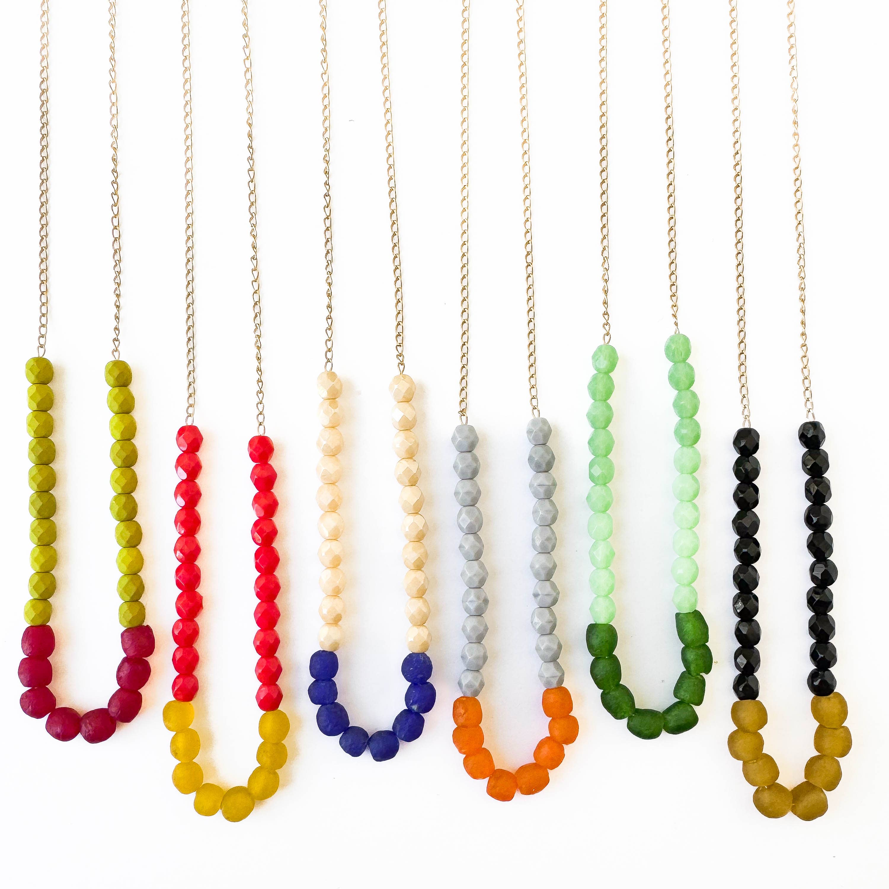 New Colors! Recycled African Glass And Mixed Bead Necklace