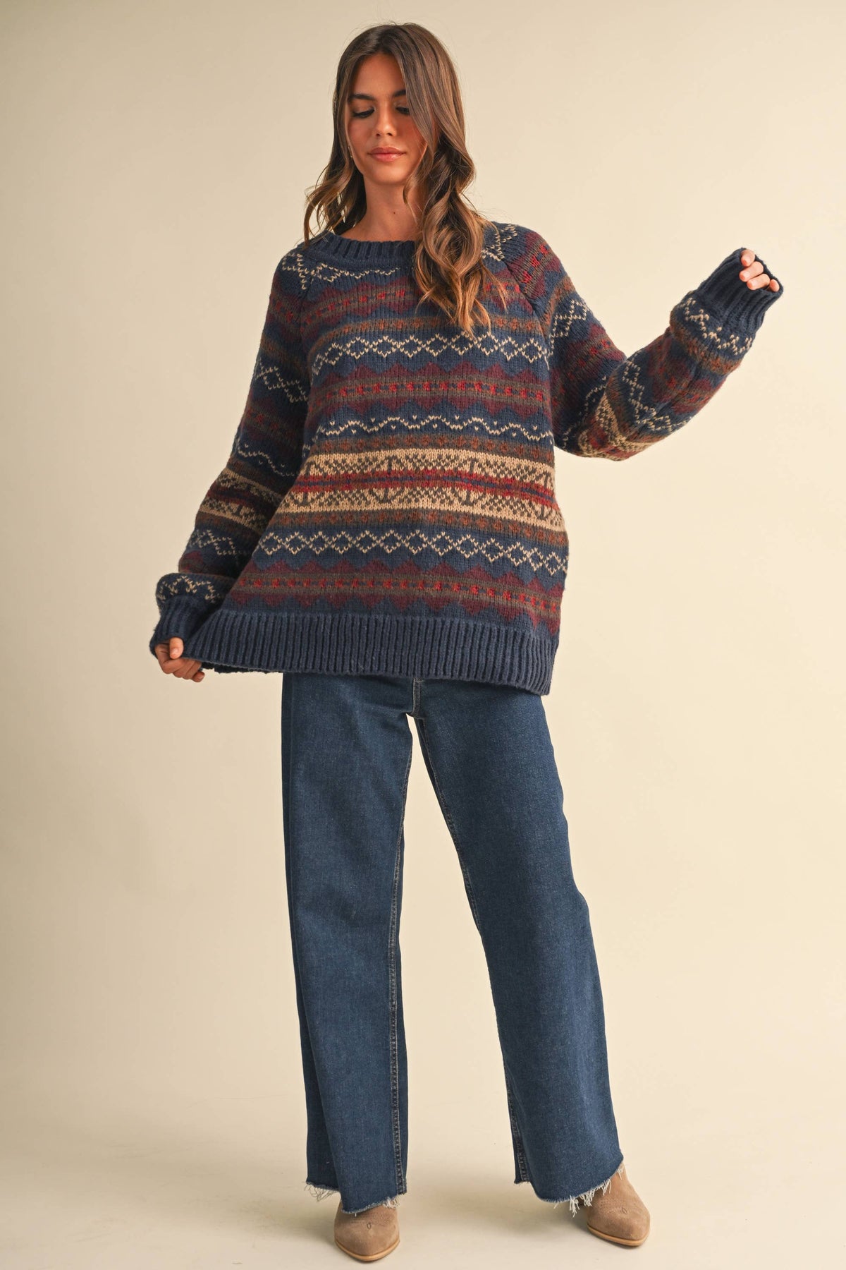 IT4703 LONG SLEEVED FAIR ISLE SWEATER