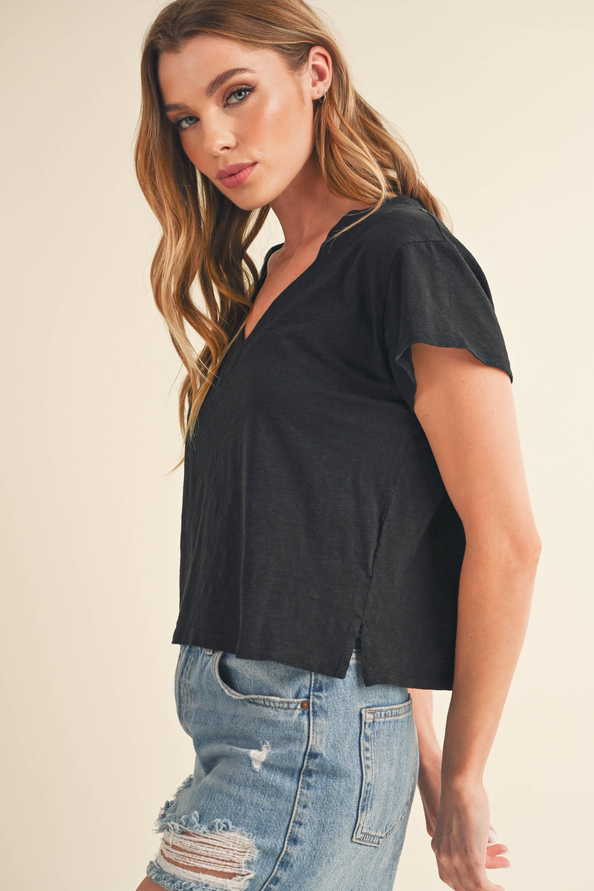 8281DK Til V-Neck Baby Top: Oat / Contemporary / S
