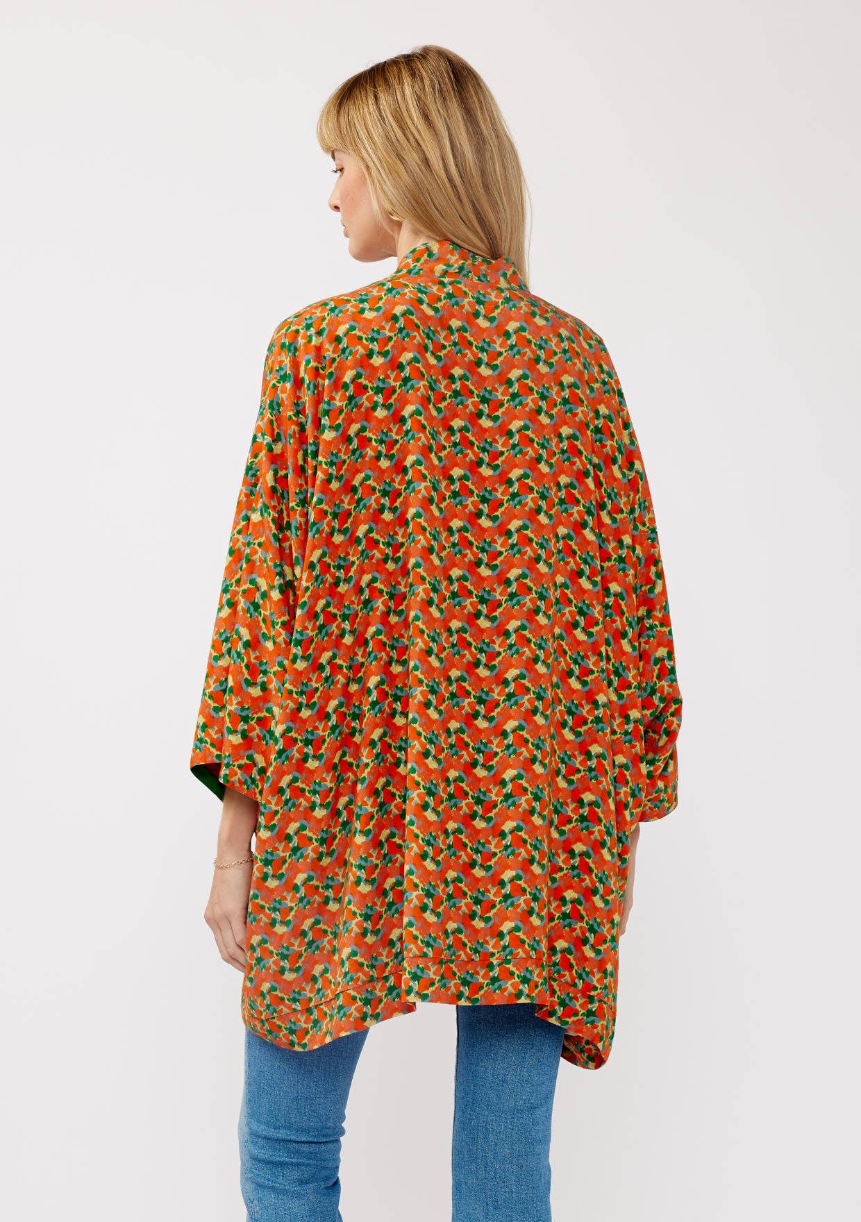 Floral Print Reversible Kimono Sleeve