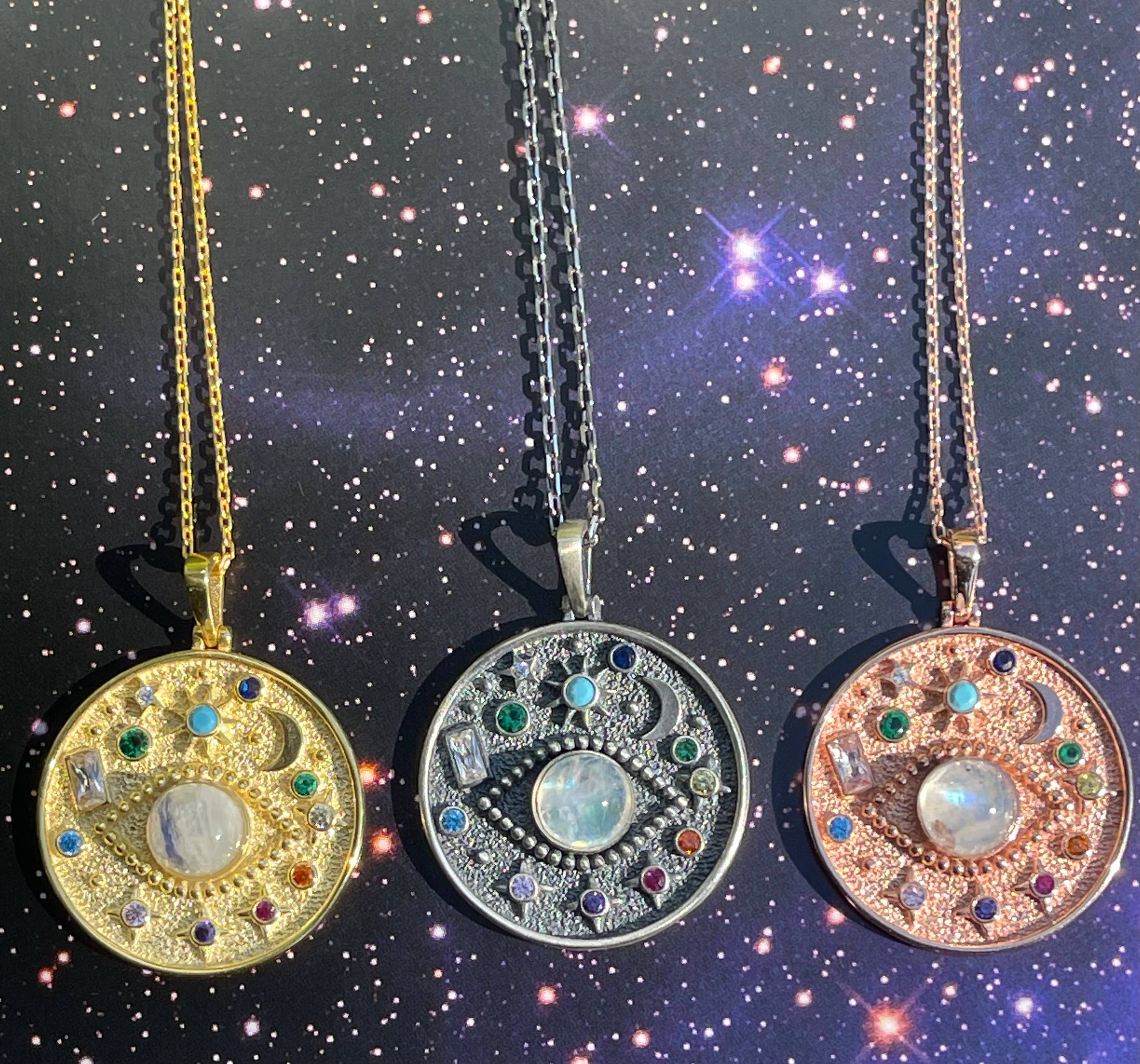 EVIL EYE MOONSTONE Celestial Sterling Silver Necklace