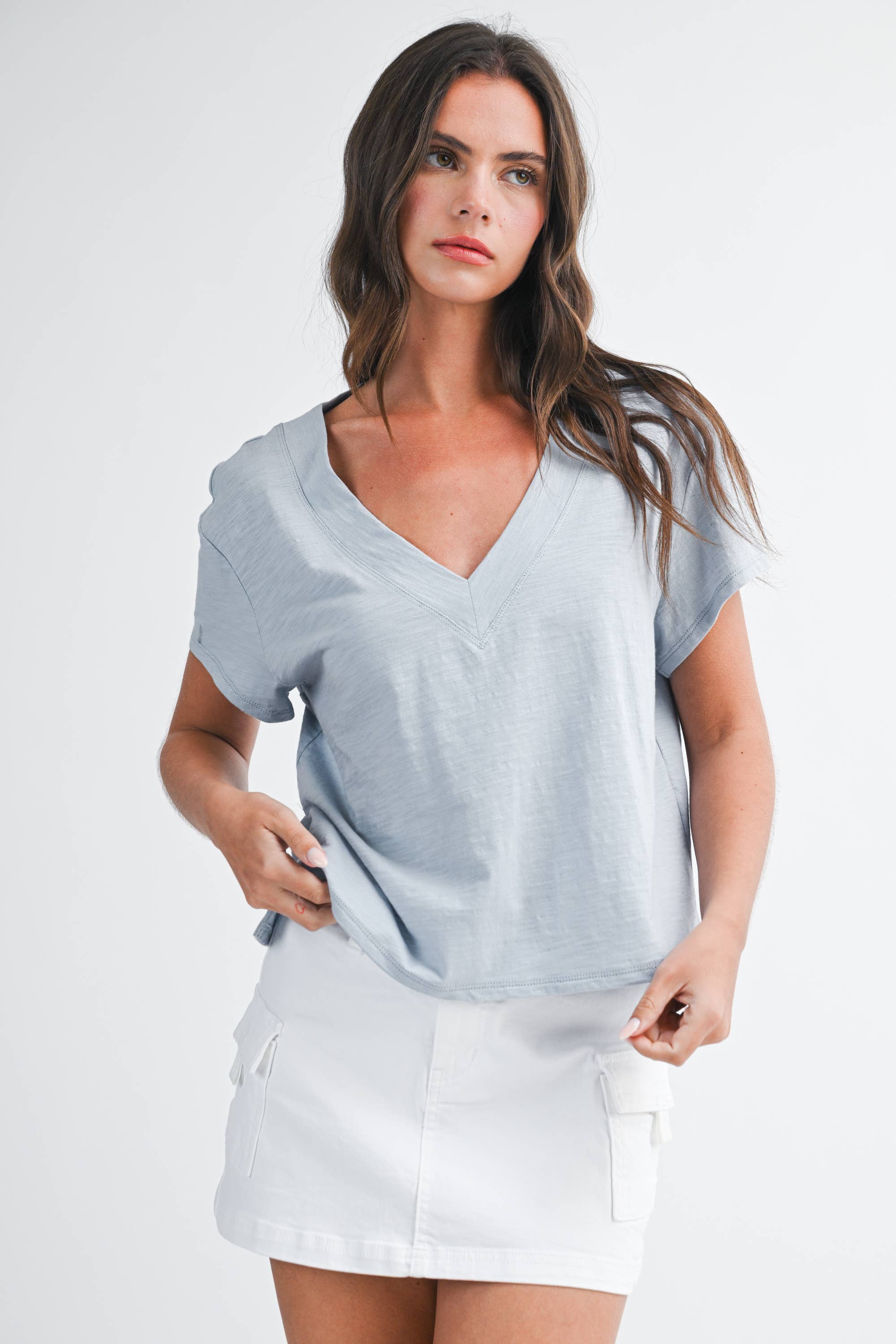 8281DK Til V-Neck Baby Top: Sky / Contemporary / S