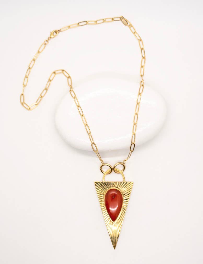 Brass Jasper Medallion Necklace